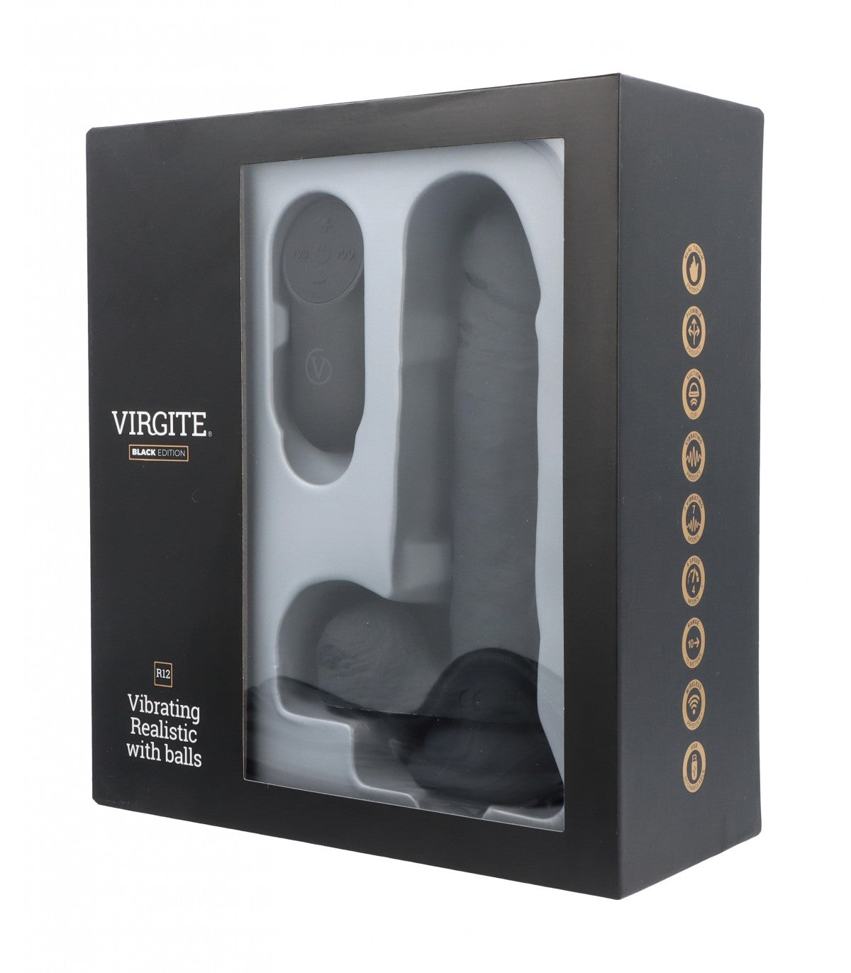 REALISTIC VIBRATOR R12 BLACK 14.4 CM WITH REMOTE CONTROL