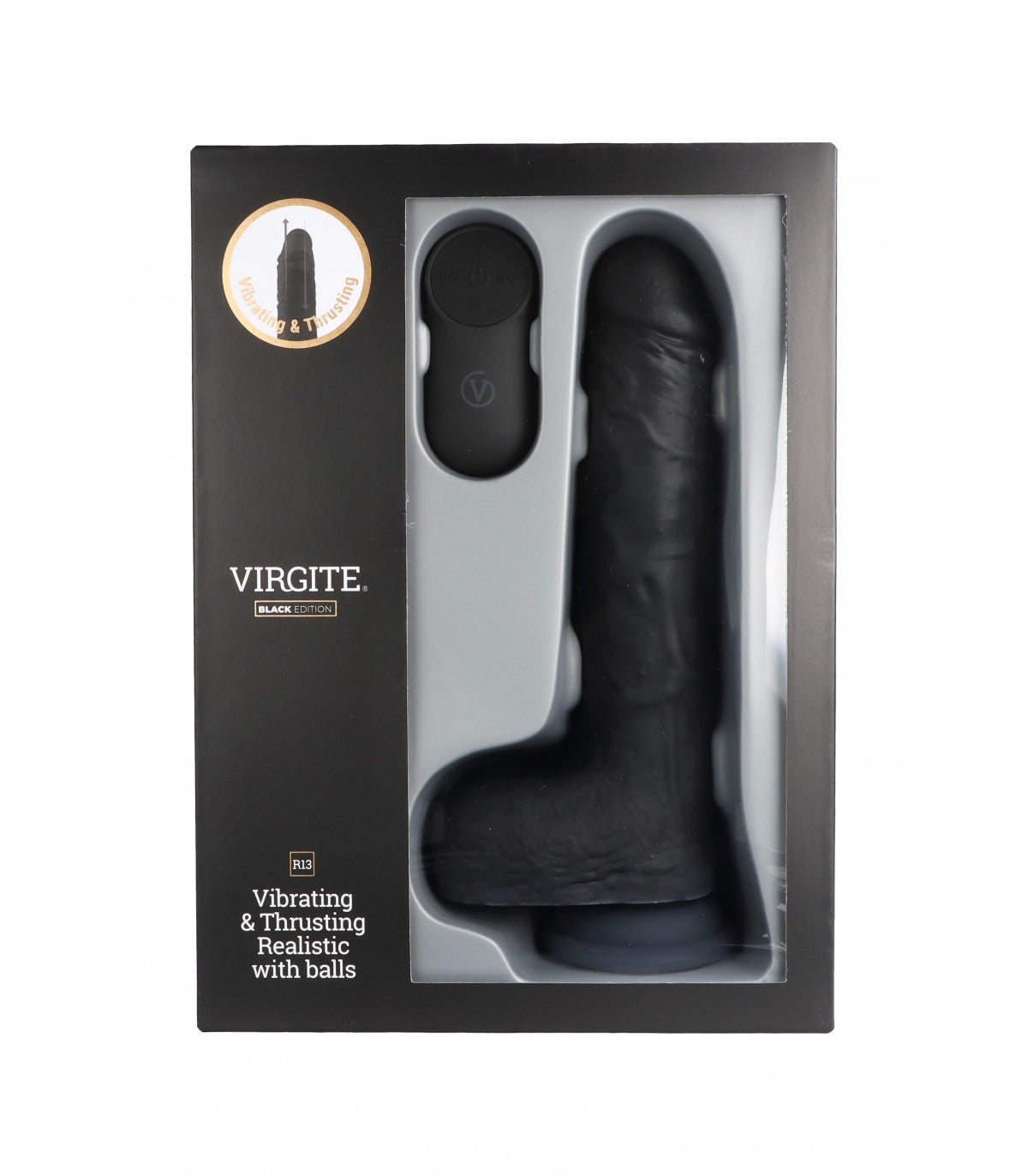 REALISTIC UP & DOWN VIBRATOR R13" BLACK 20CM WITH REMOTE CONTROL