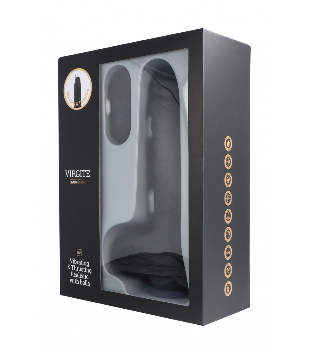 REALISTIC UP & DOWN VIBRATOR R13" BLACK 20CM WITH REMOTE CONTROL