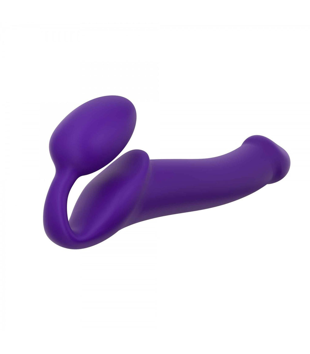 Imbracatura dildo strap-on flessibile morbido silicone viola L