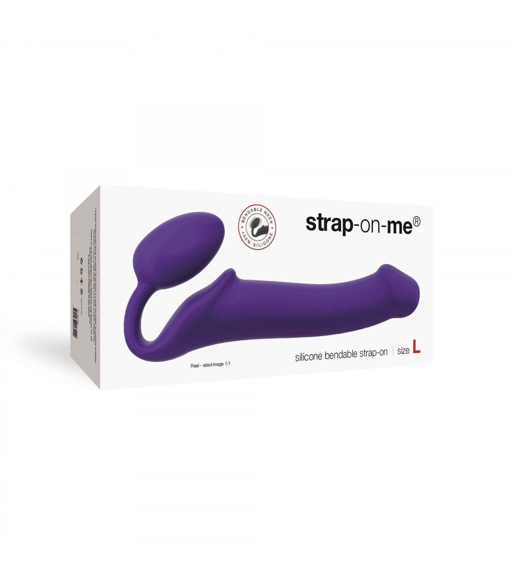 Imbracatura dildo strap-on flessibile morbido silicone viola L