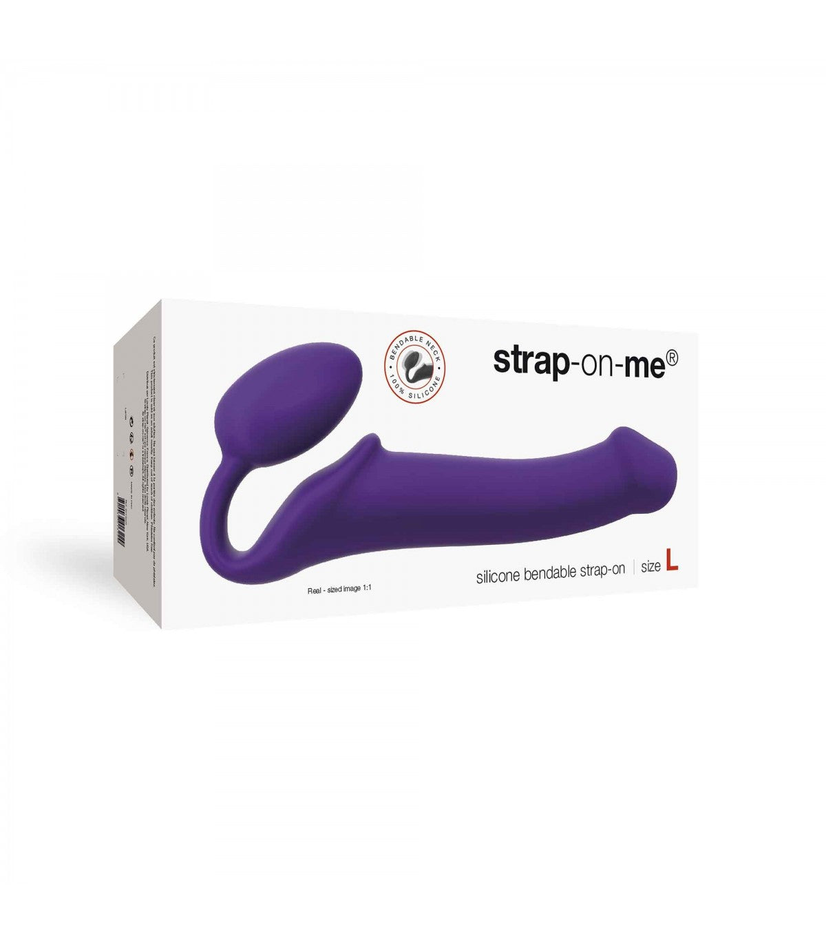 Imbracatura dildo strap-on flessibile morbido silicone viola L