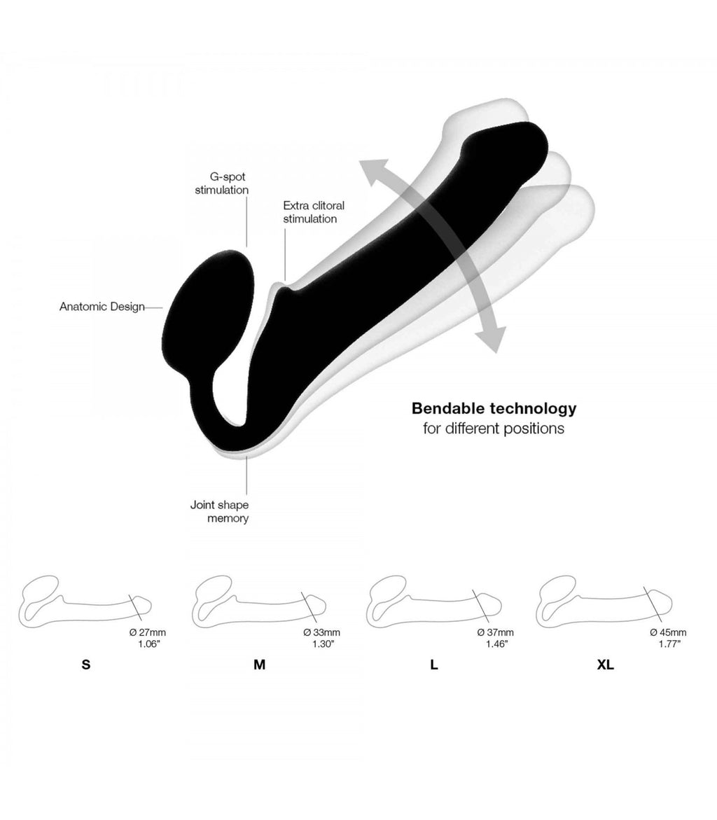 Imbracatura dildo strap-on flessibile morbido silicone viola L