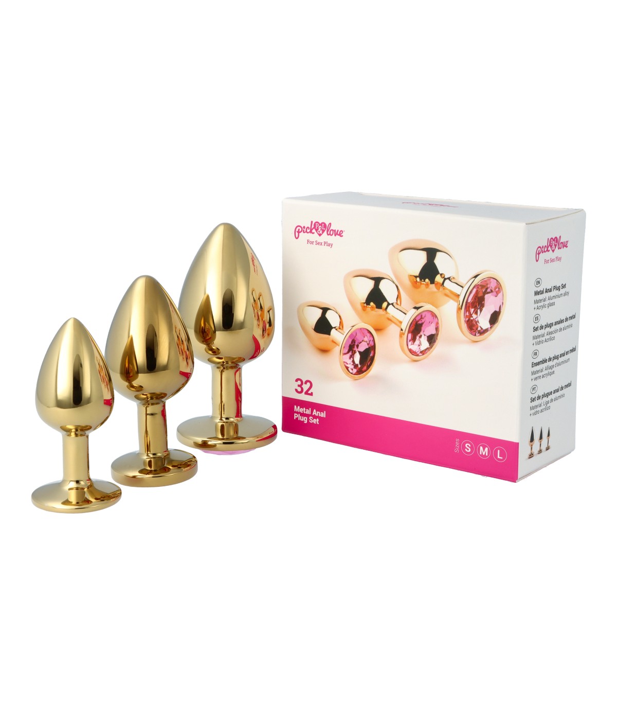 SET OF 32 METAL BUTT PLUGS
