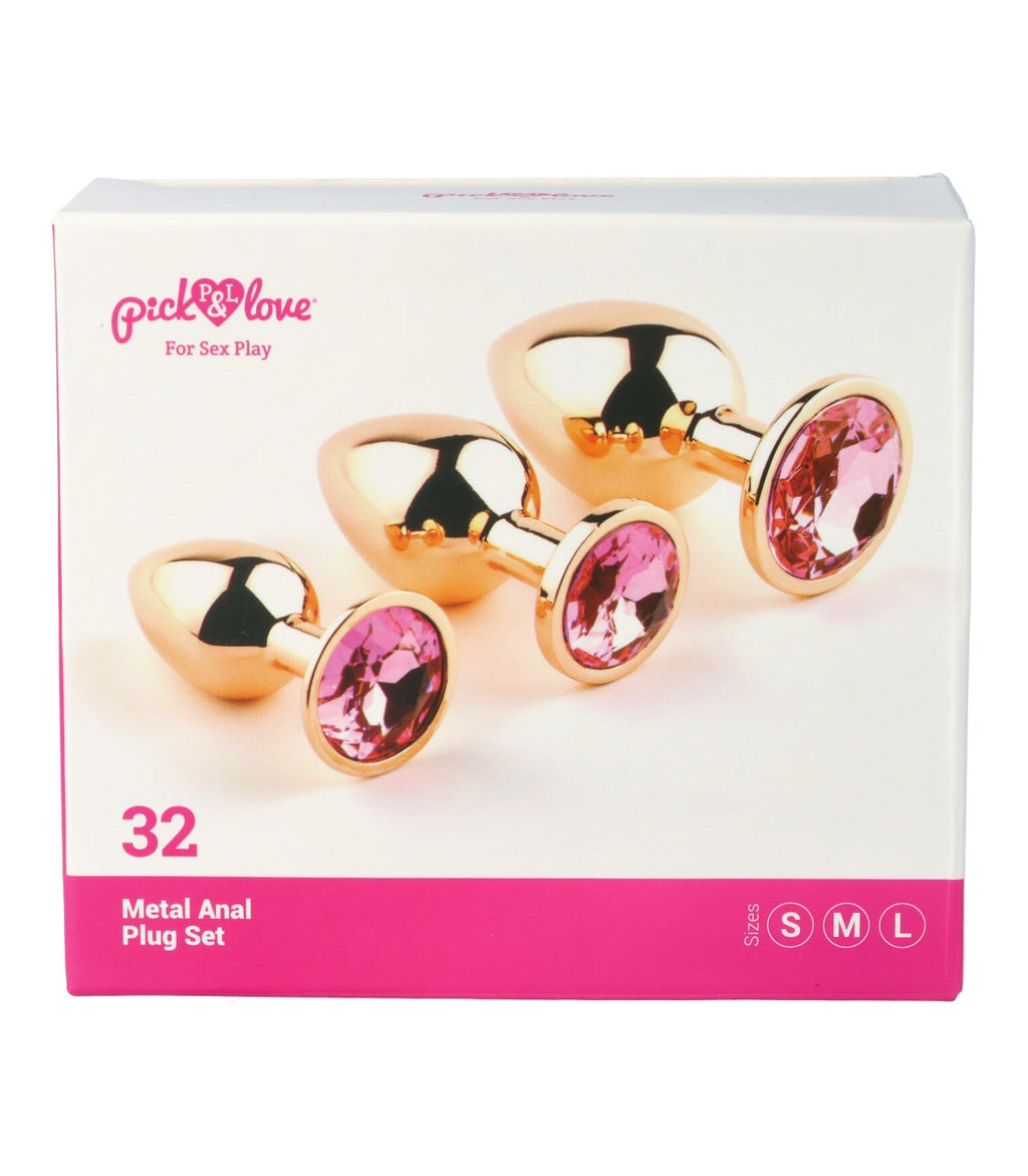 SET OF 32 METAL BUTT PLUGS