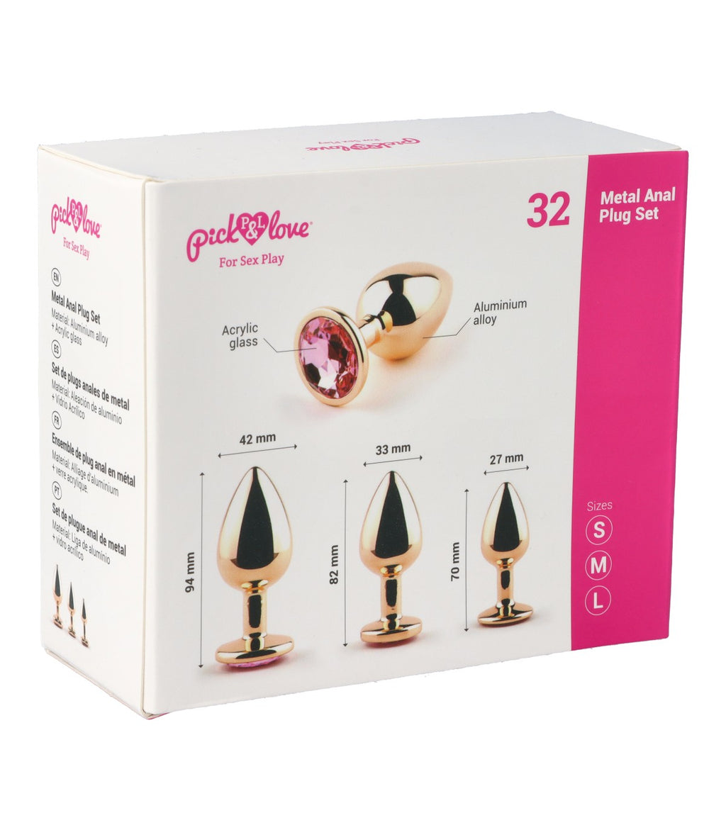 SET OF 32 METAL BUTT PLUGS
