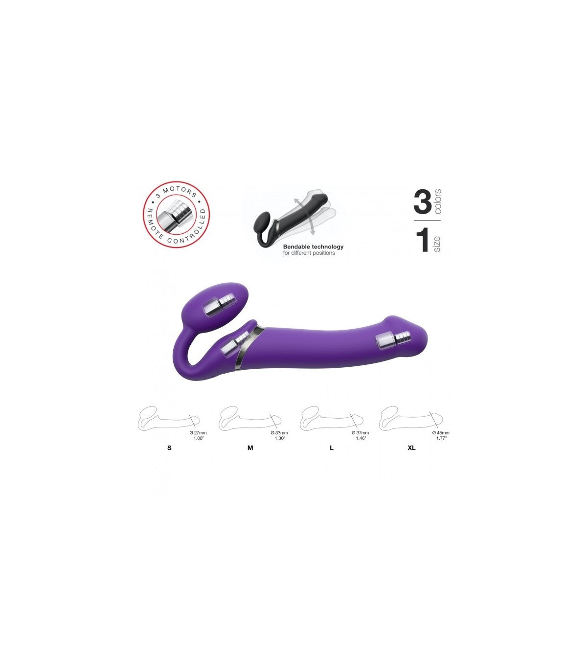 Cablaggio USB con doppia vibrazione in silicone flessibile e telecomando, viola, L
