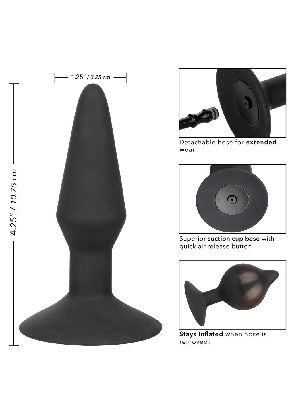 Plug anale gonfiabile medio nero