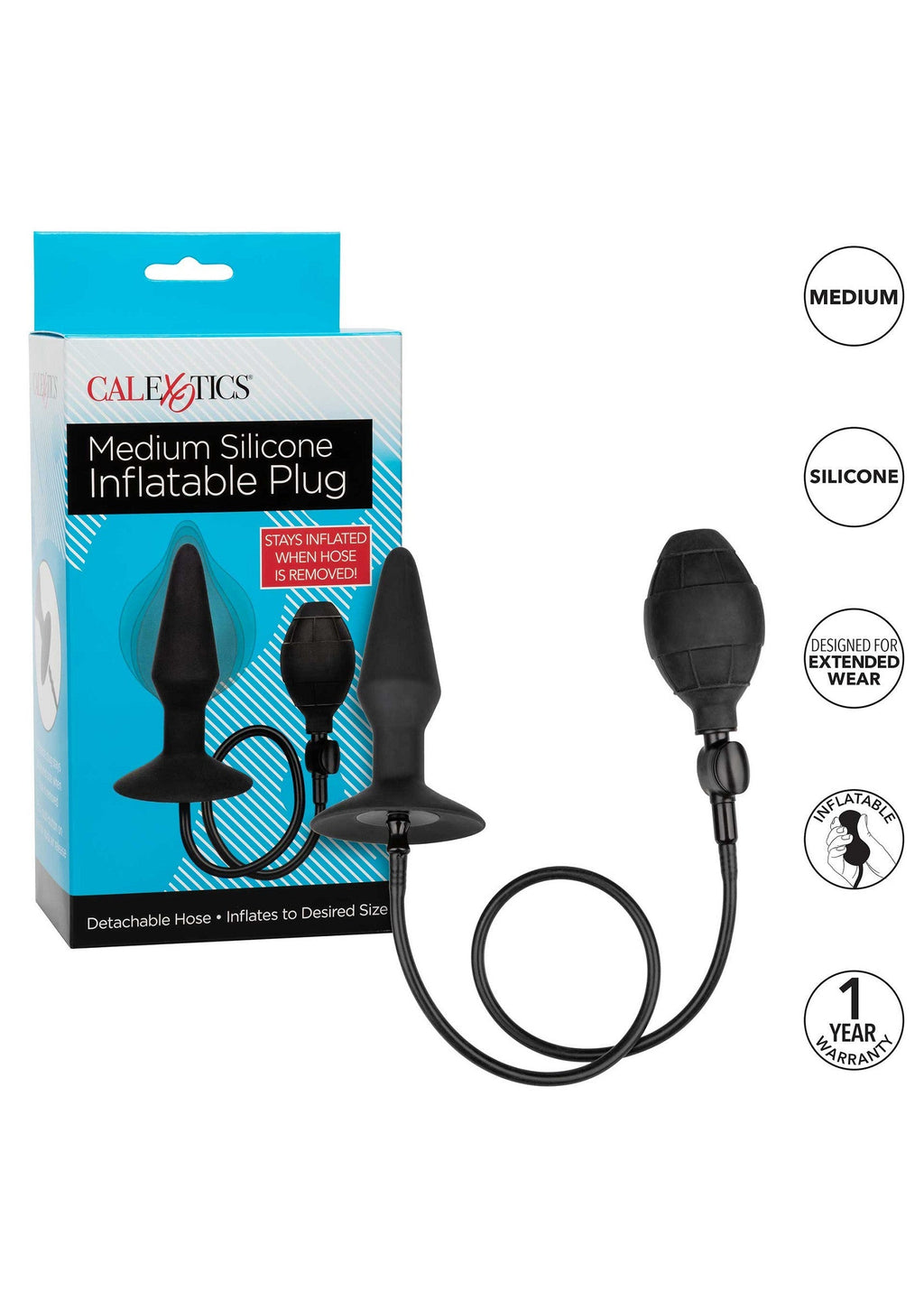 Plug anale gonfiabile medio nero