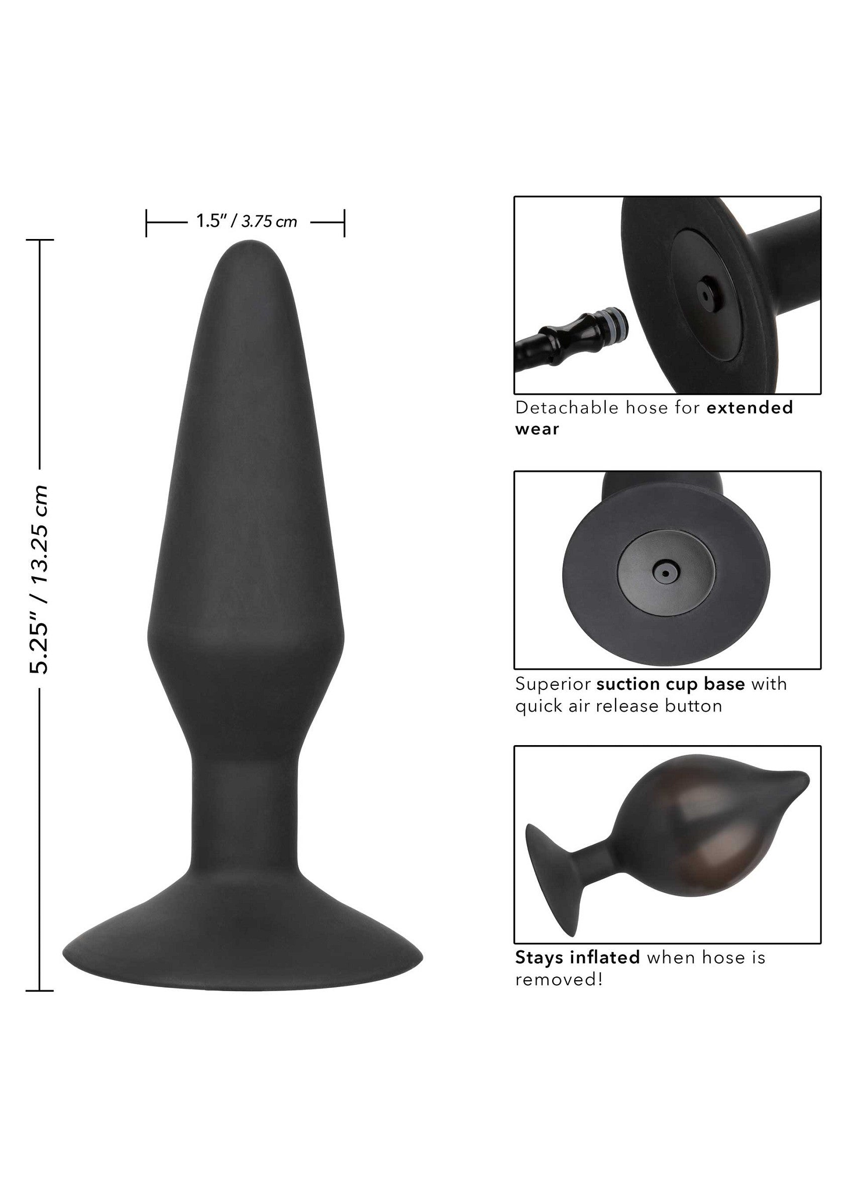 Large Black Silicone Inflatable Butt Plug