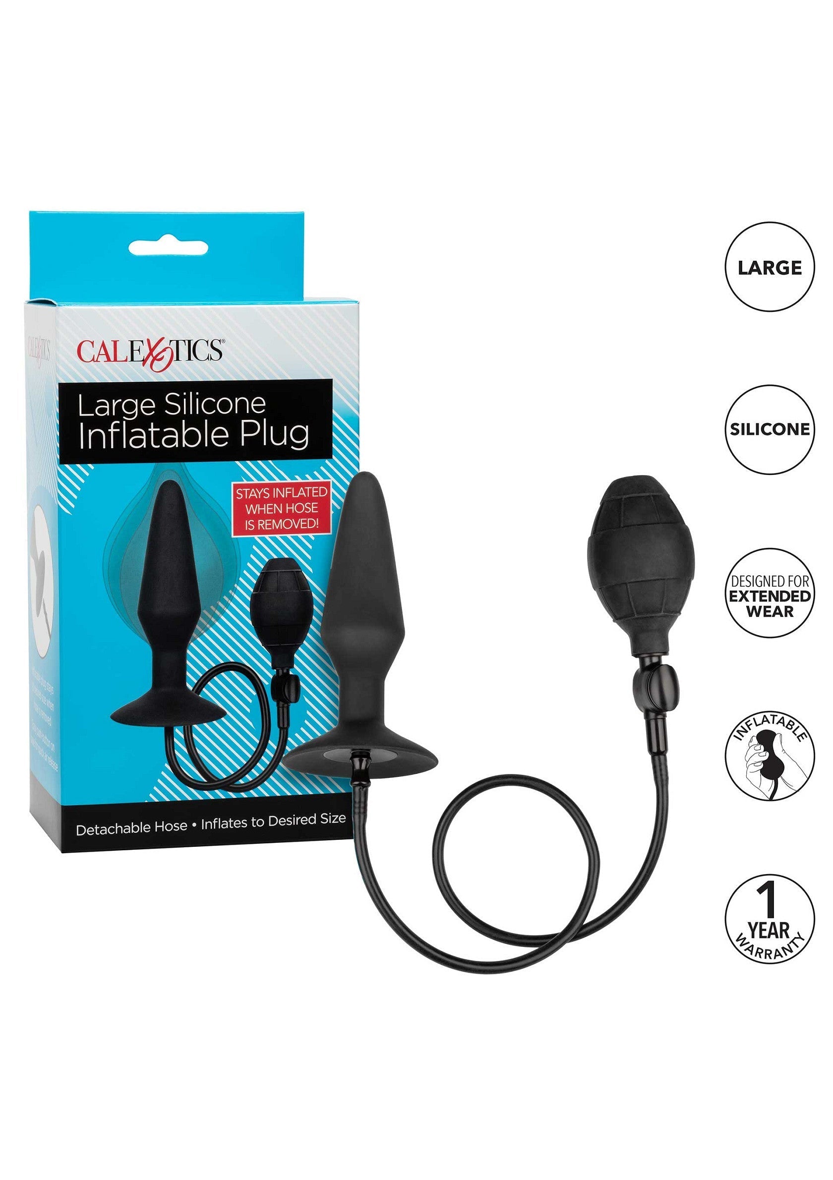 Large Black Silicone Inflatable Butt Plug