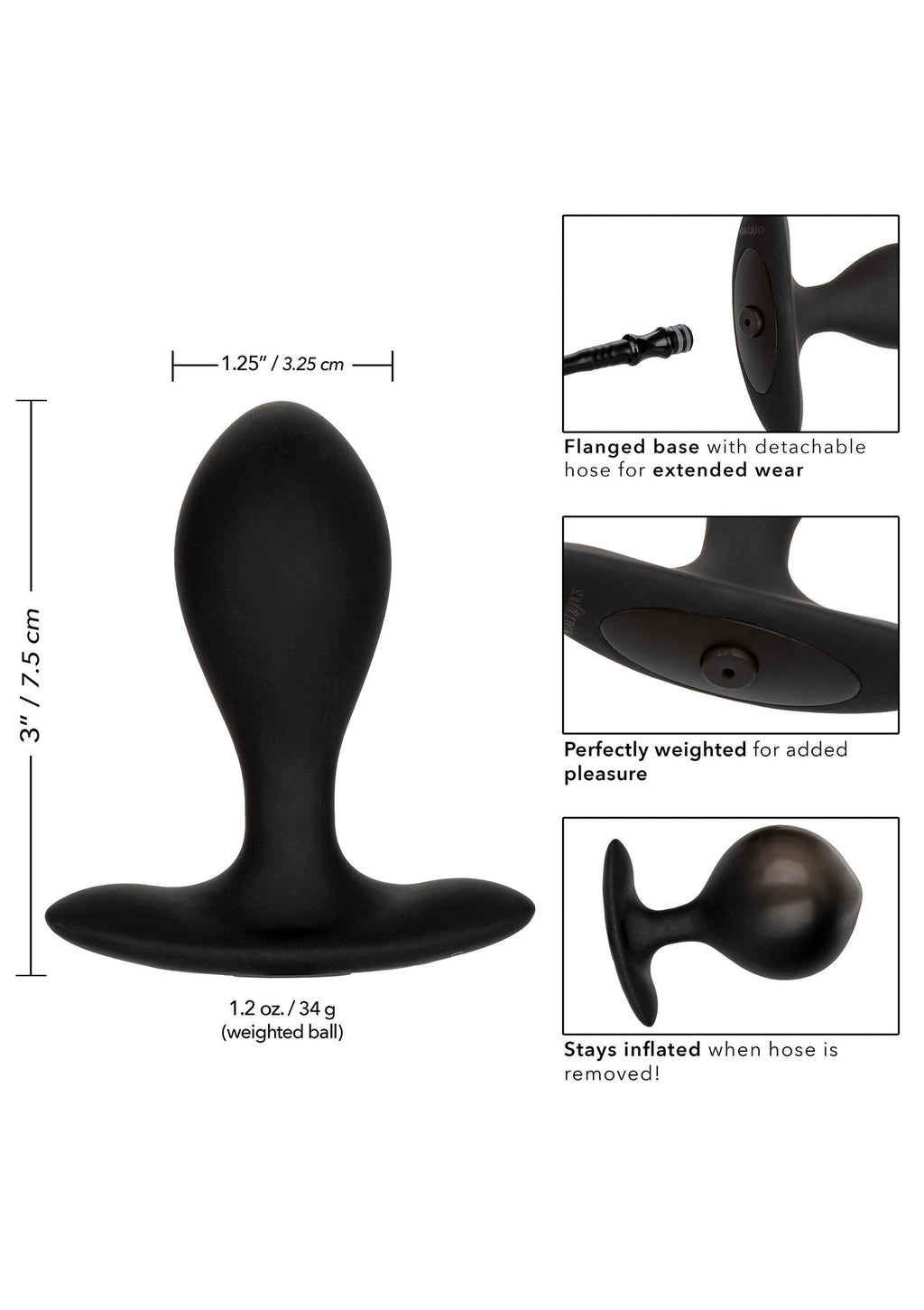 Black Silicone Inflatable Butt Plug