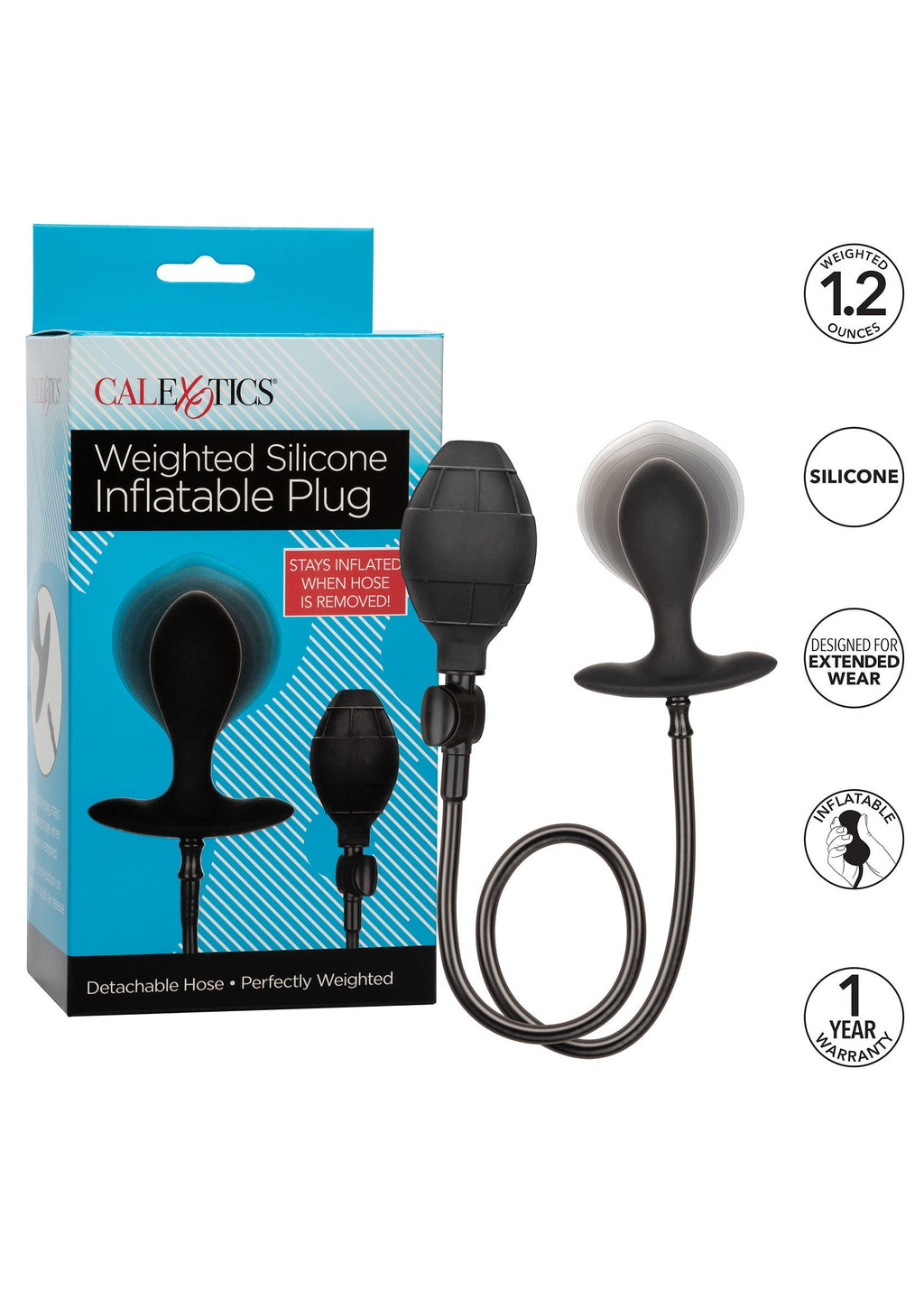 Black Silicone Inflatable Butt Plug
