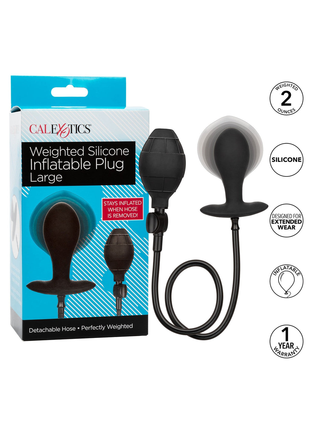 Plug anale gonfiabile ponderato nero grande