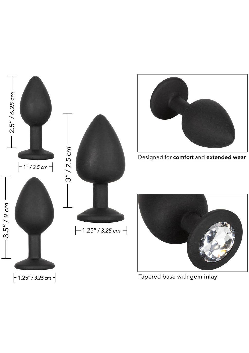 Anal silicone kit with black gems