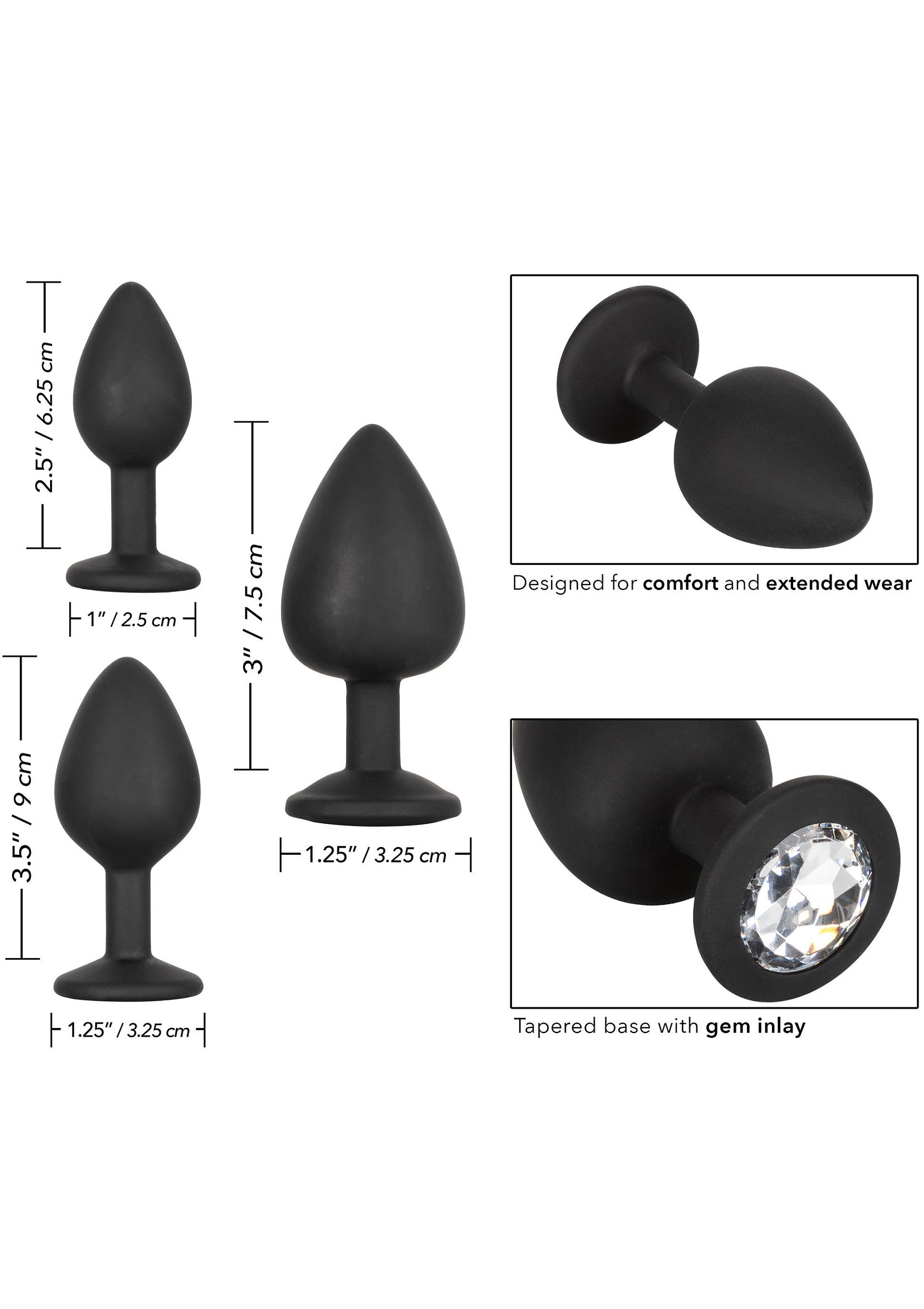 Anal silicone kit with black gems