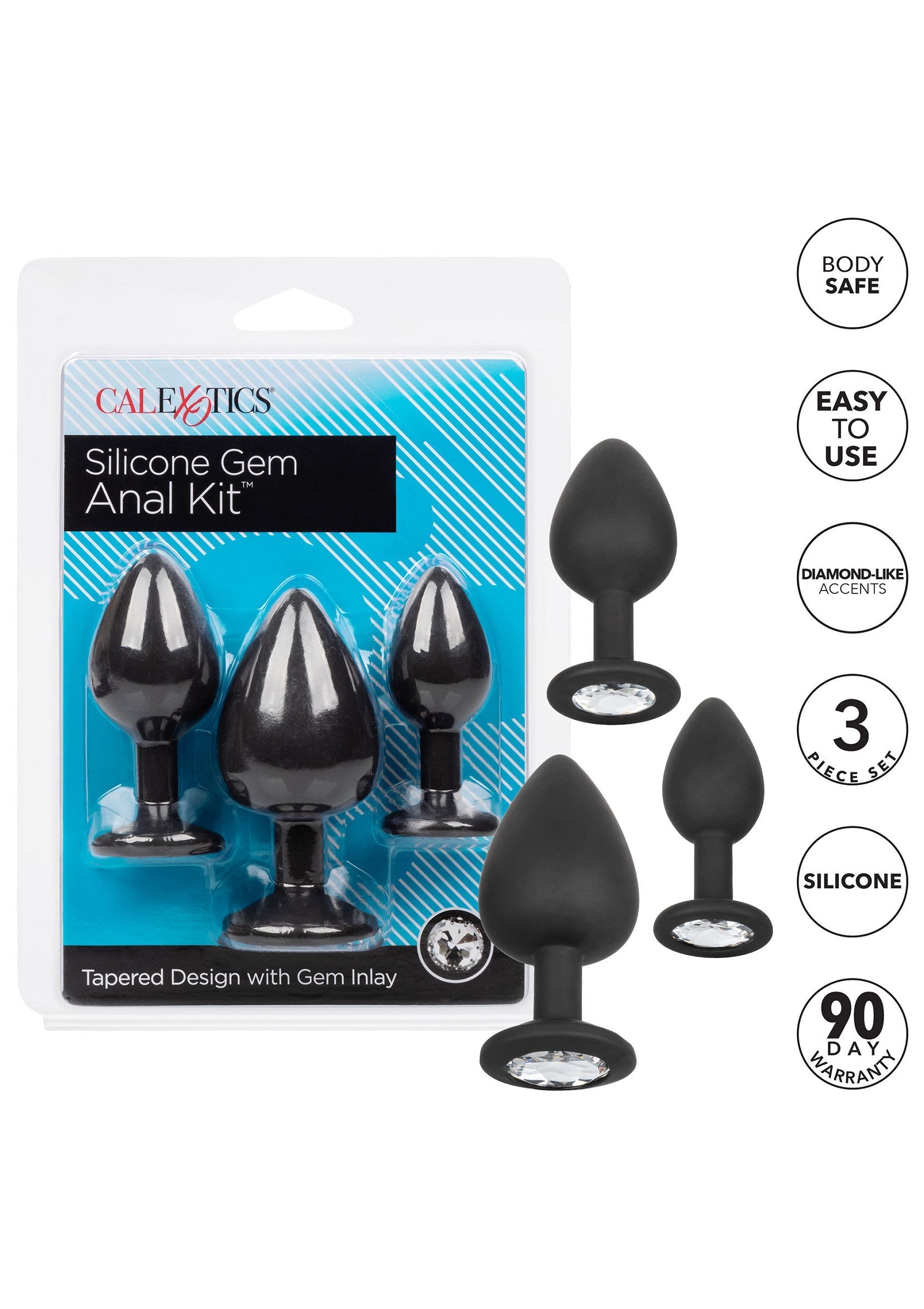 Anal silicone kit with black gems