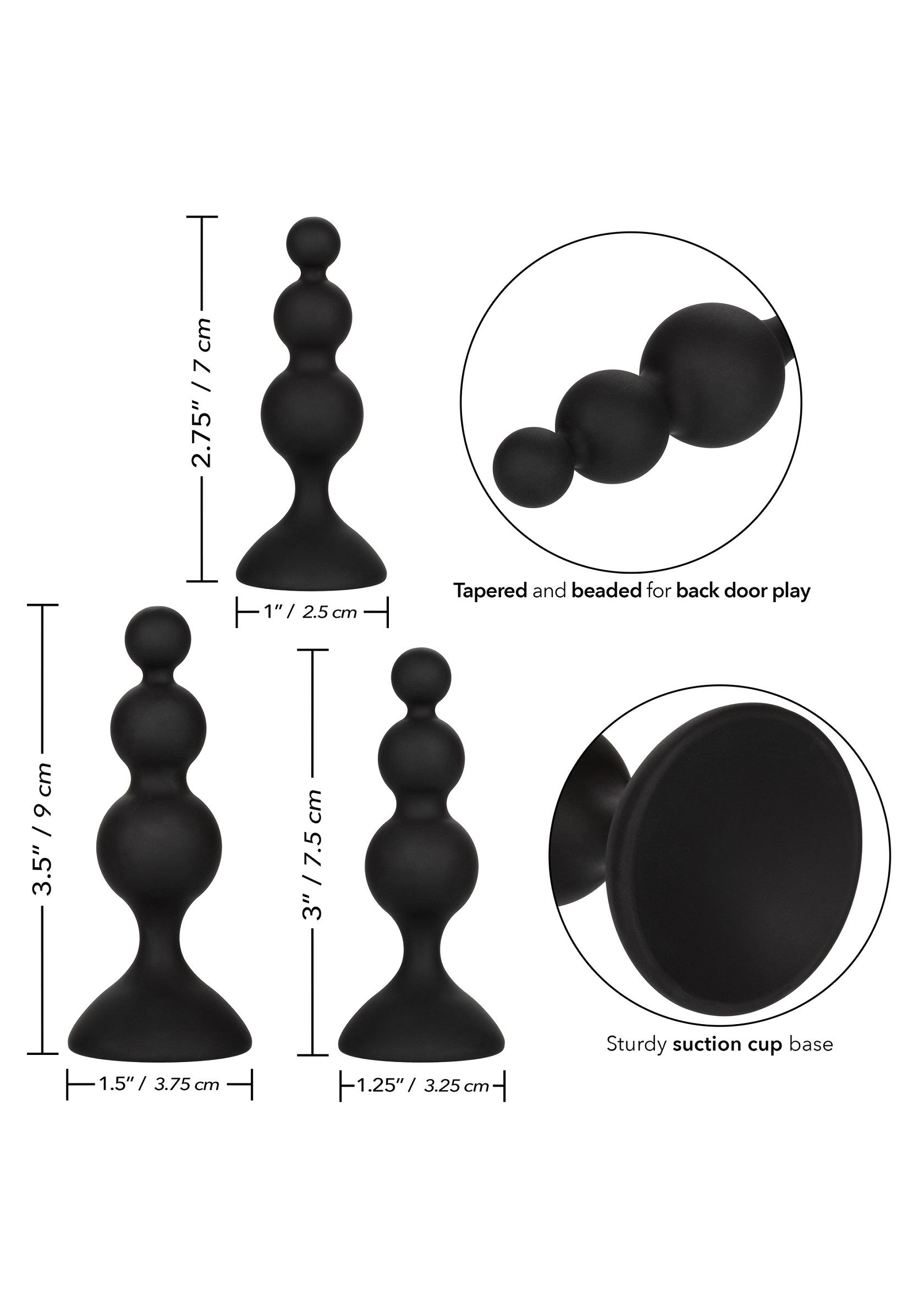 Set di perline anali in silicone nero