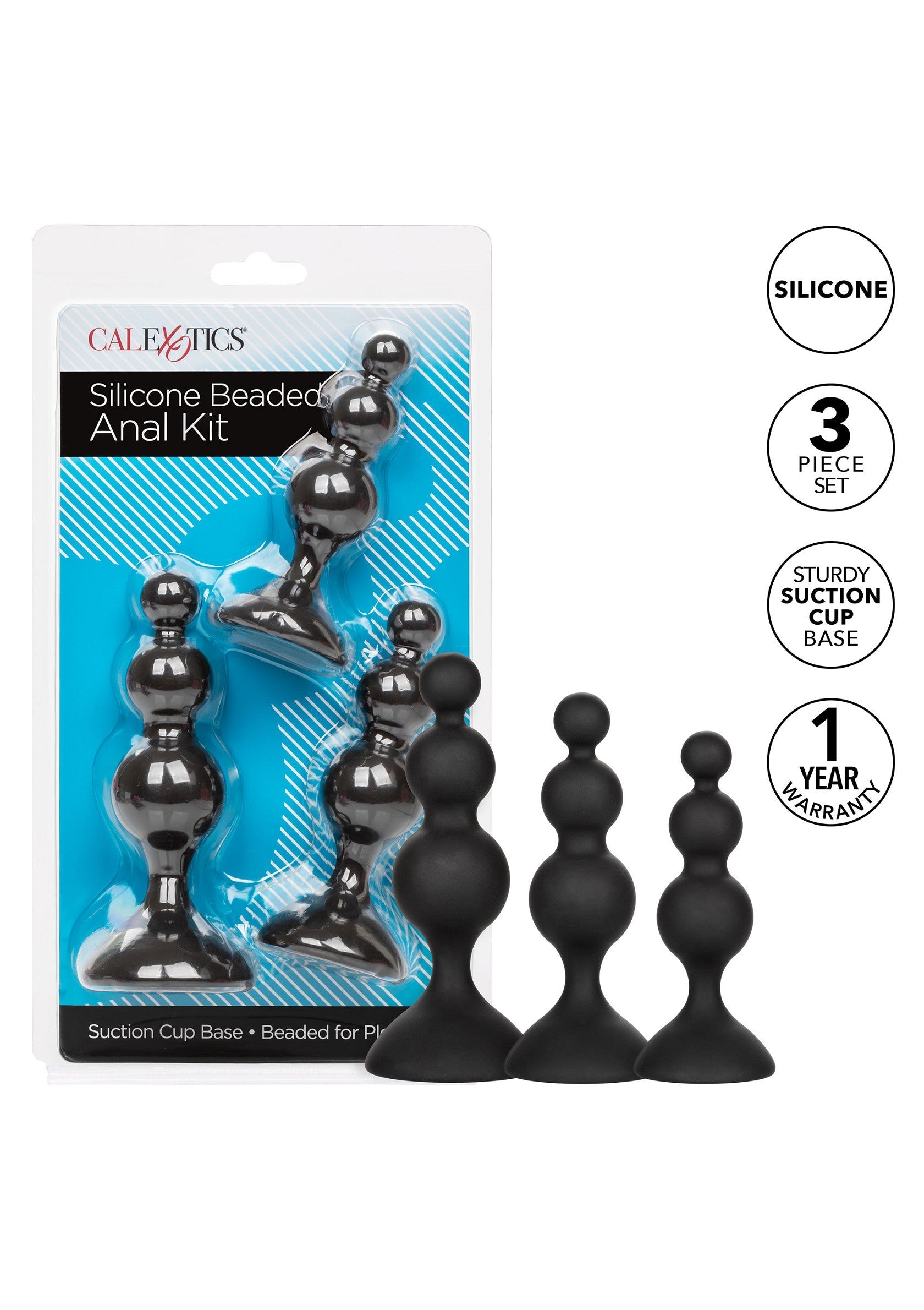 Set di perline anali in silicone nero