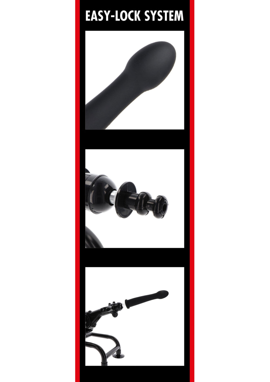 Smooth Dildo Easy-Lock 19 cm Black