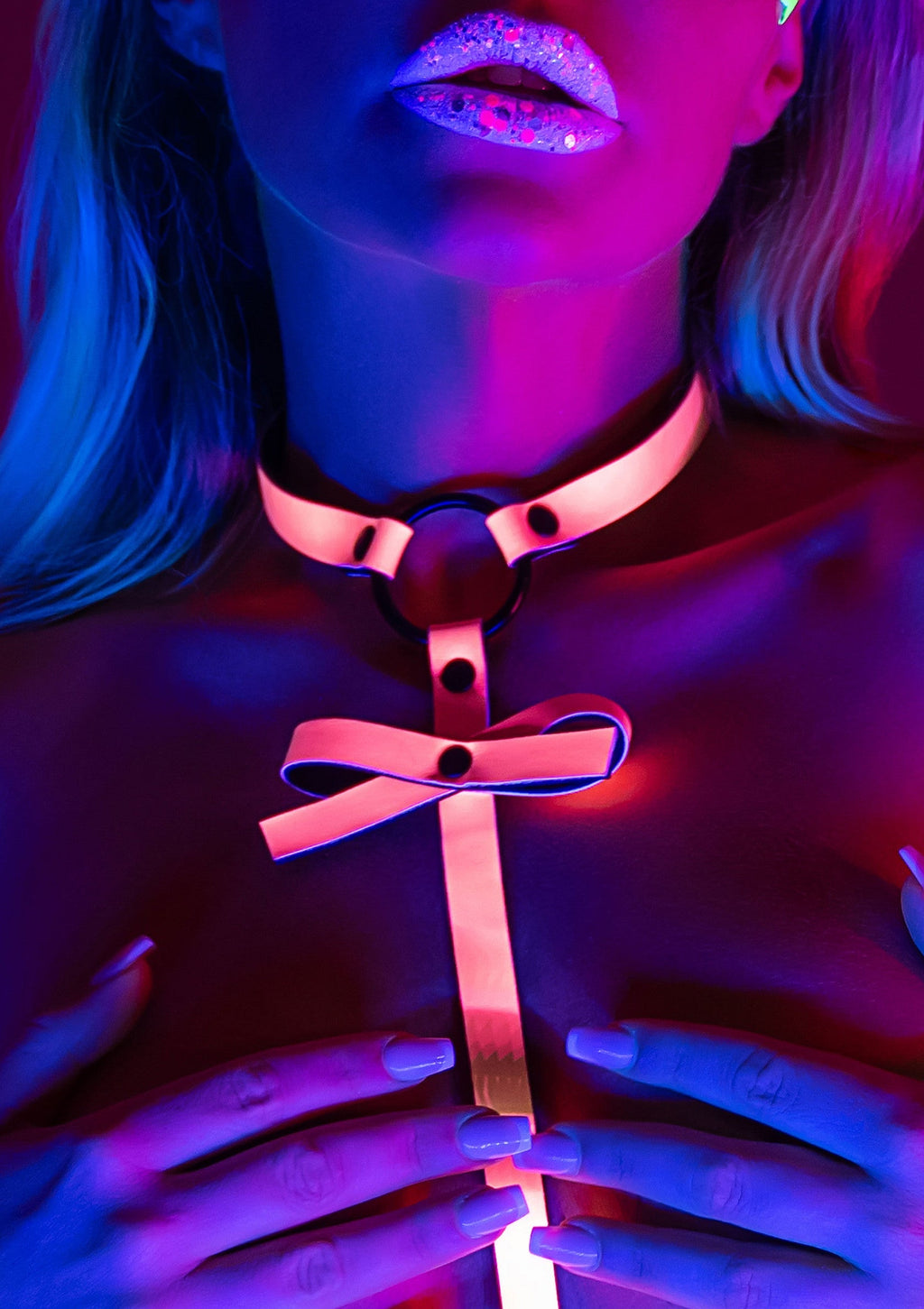 Seductive harness with pink bow
