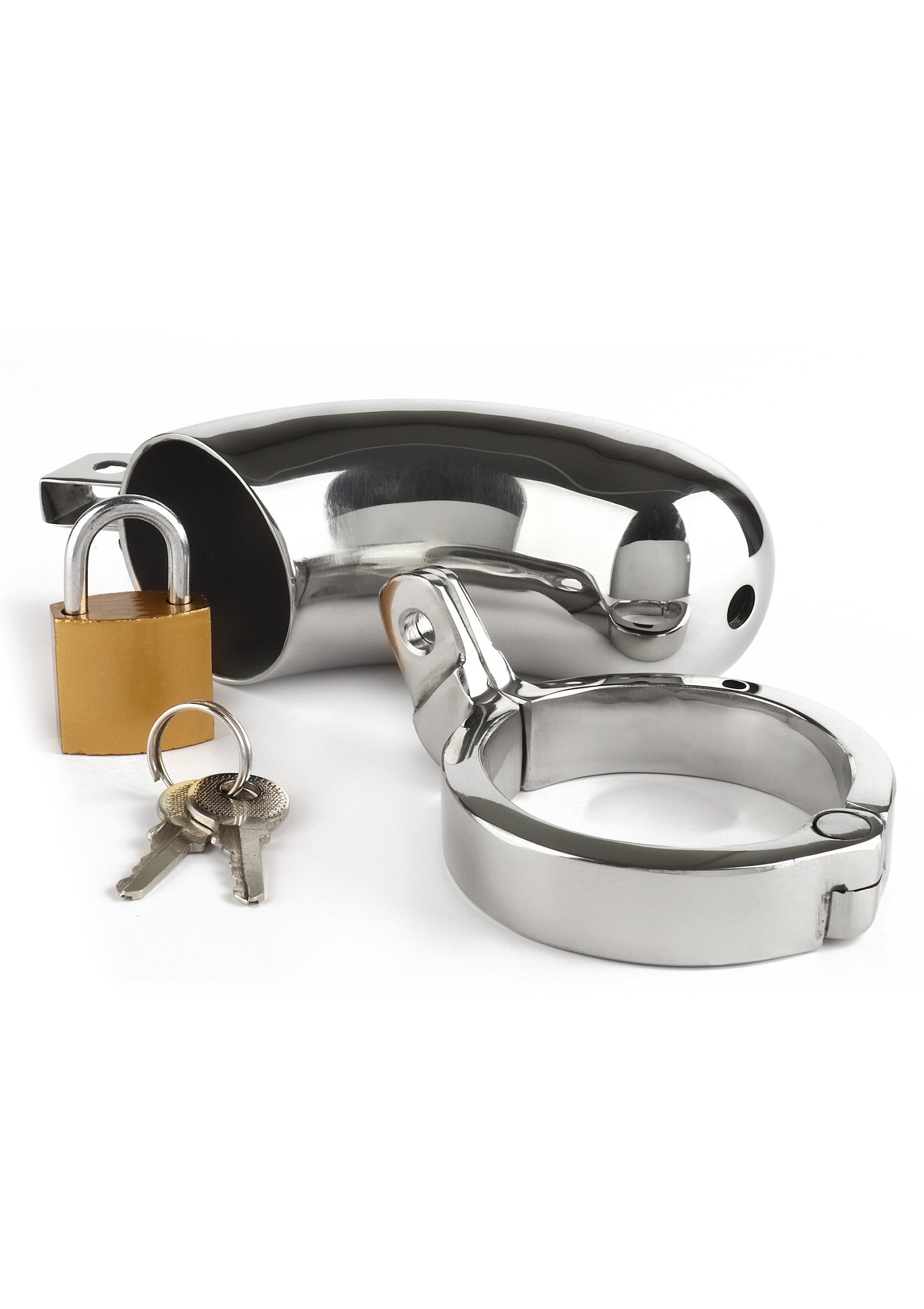 Brig male chastity device, silver