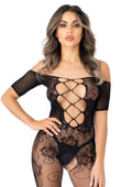 Black off-the-shoulder bodystocking