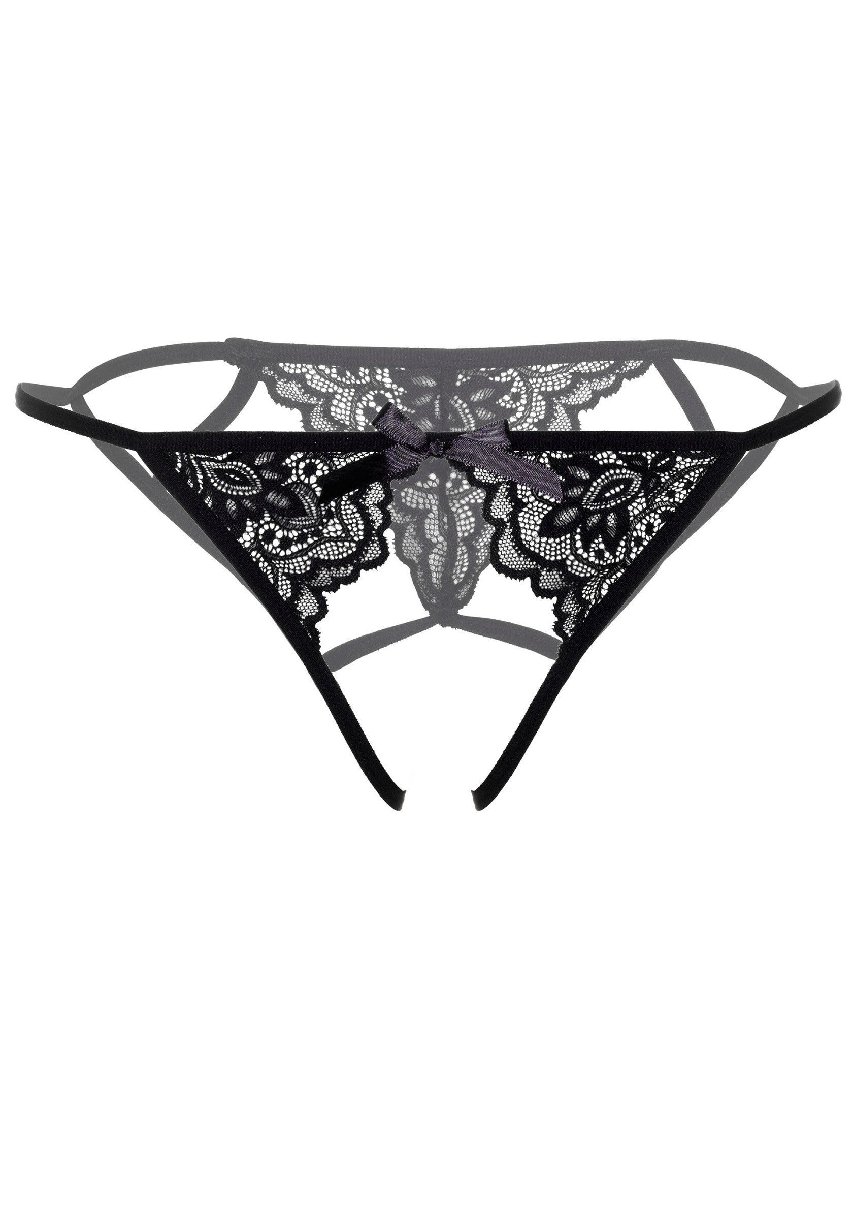 Black bikini with thin straps Inez crotchless