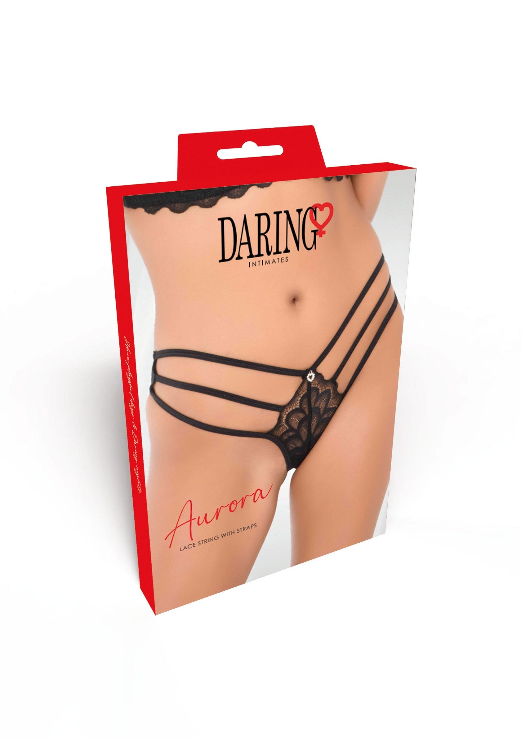 Lace thong with black straps