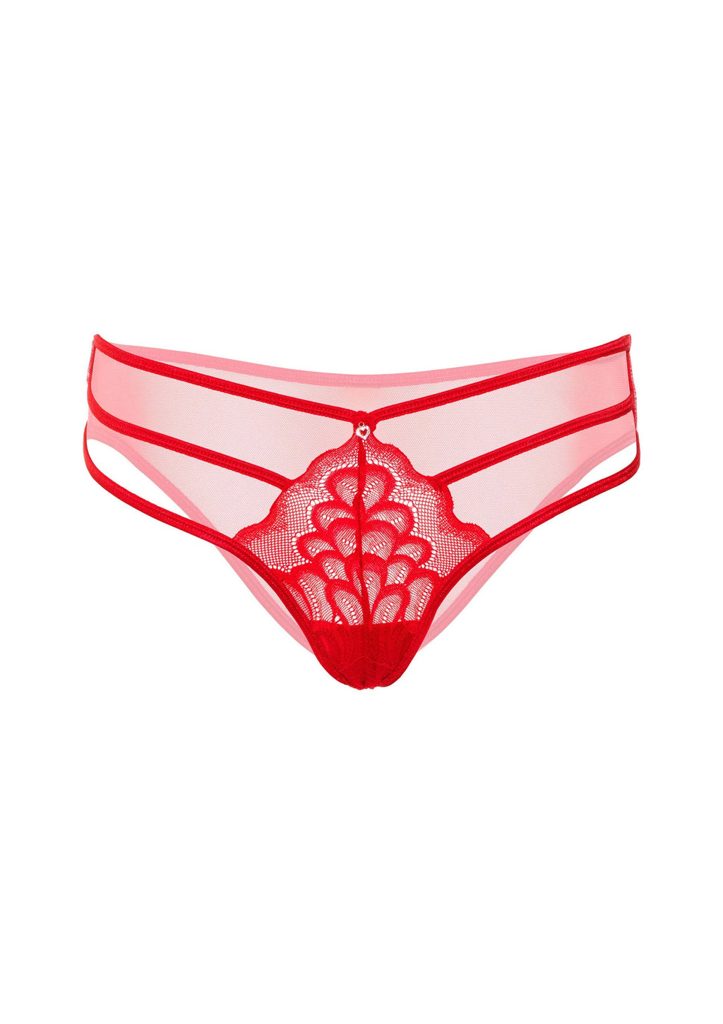 Lace thong with red straps