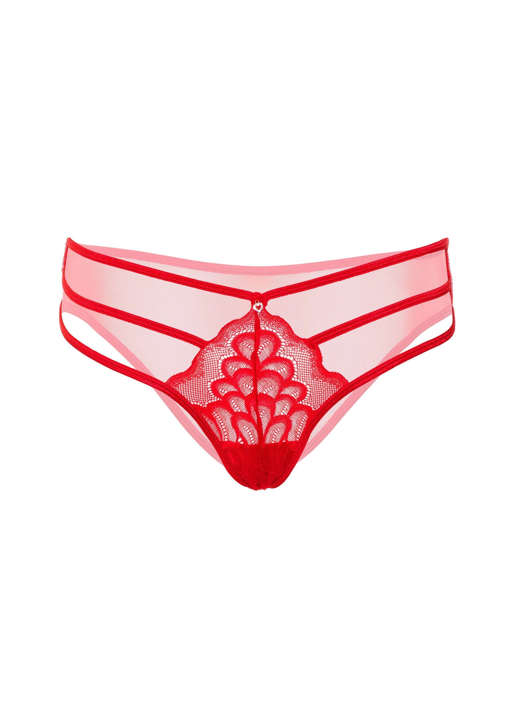 Lace thong with red straps
