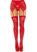 Red Lace Thigh-High Stockings and Garter Belt