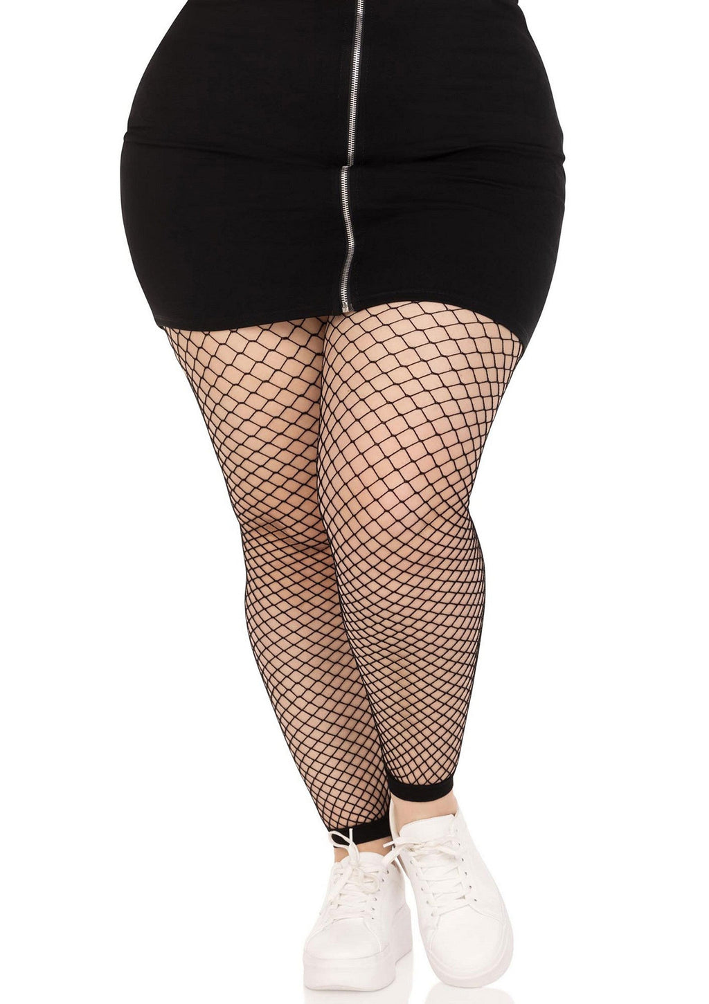 Collant a rete industriali plus size neri senza punta