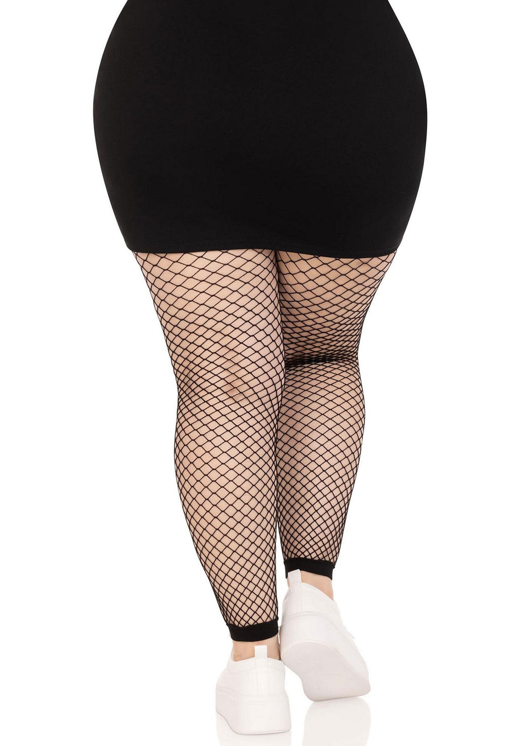 Collant a rete industriali plus size neri senza punta