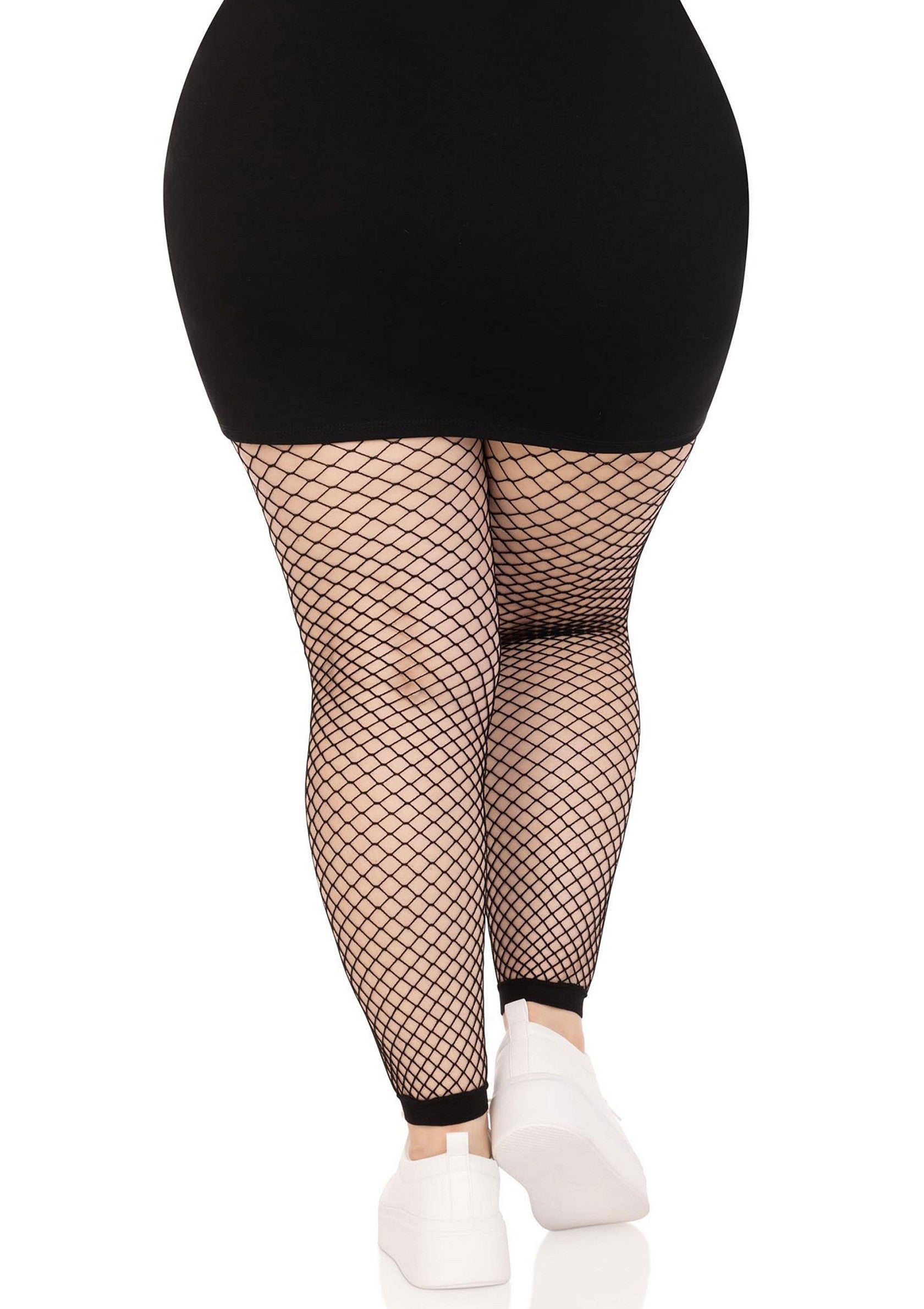 Collant a rete industriali plus size neri senza punta