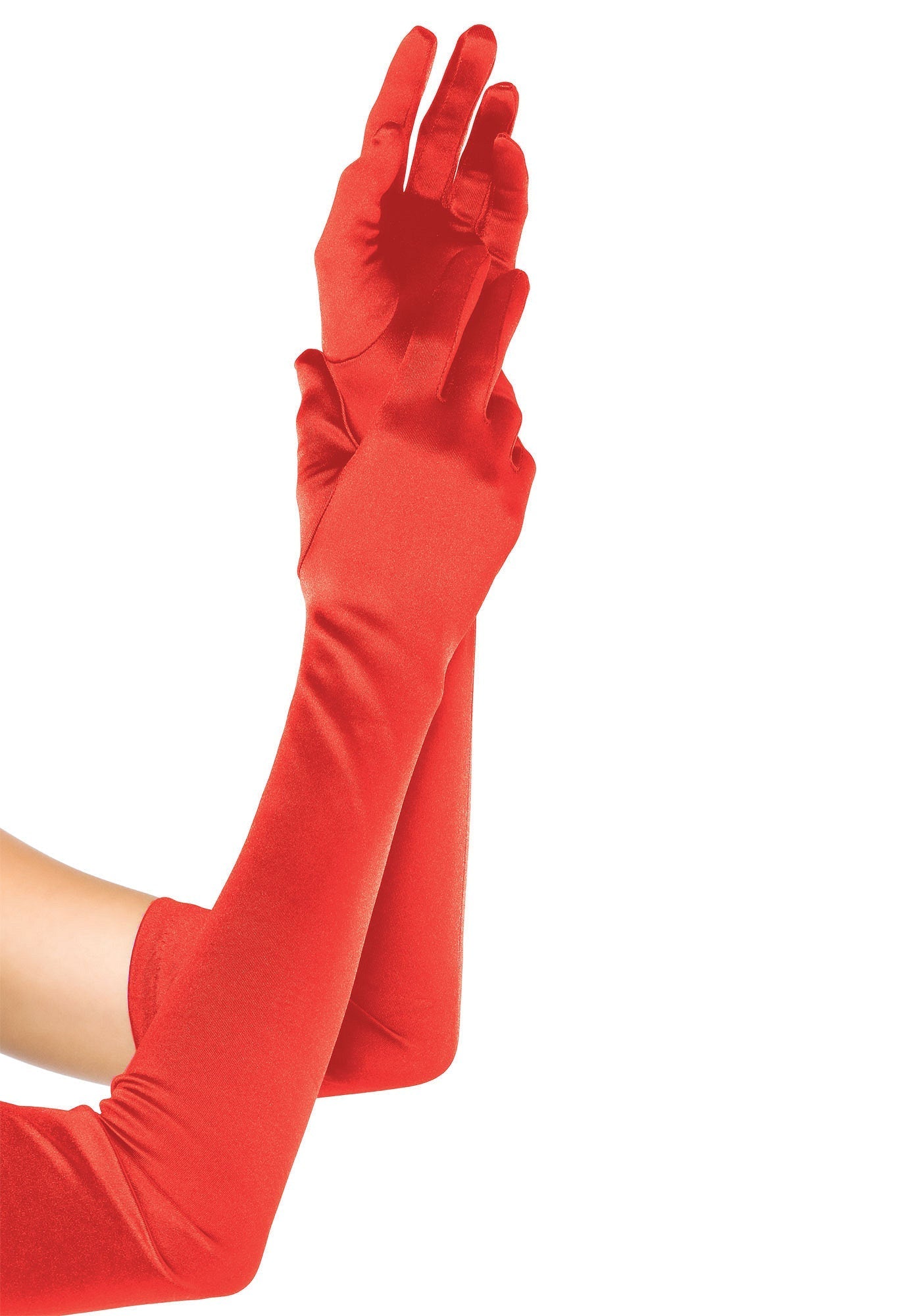 Guanti extra lunghi in raso rosso