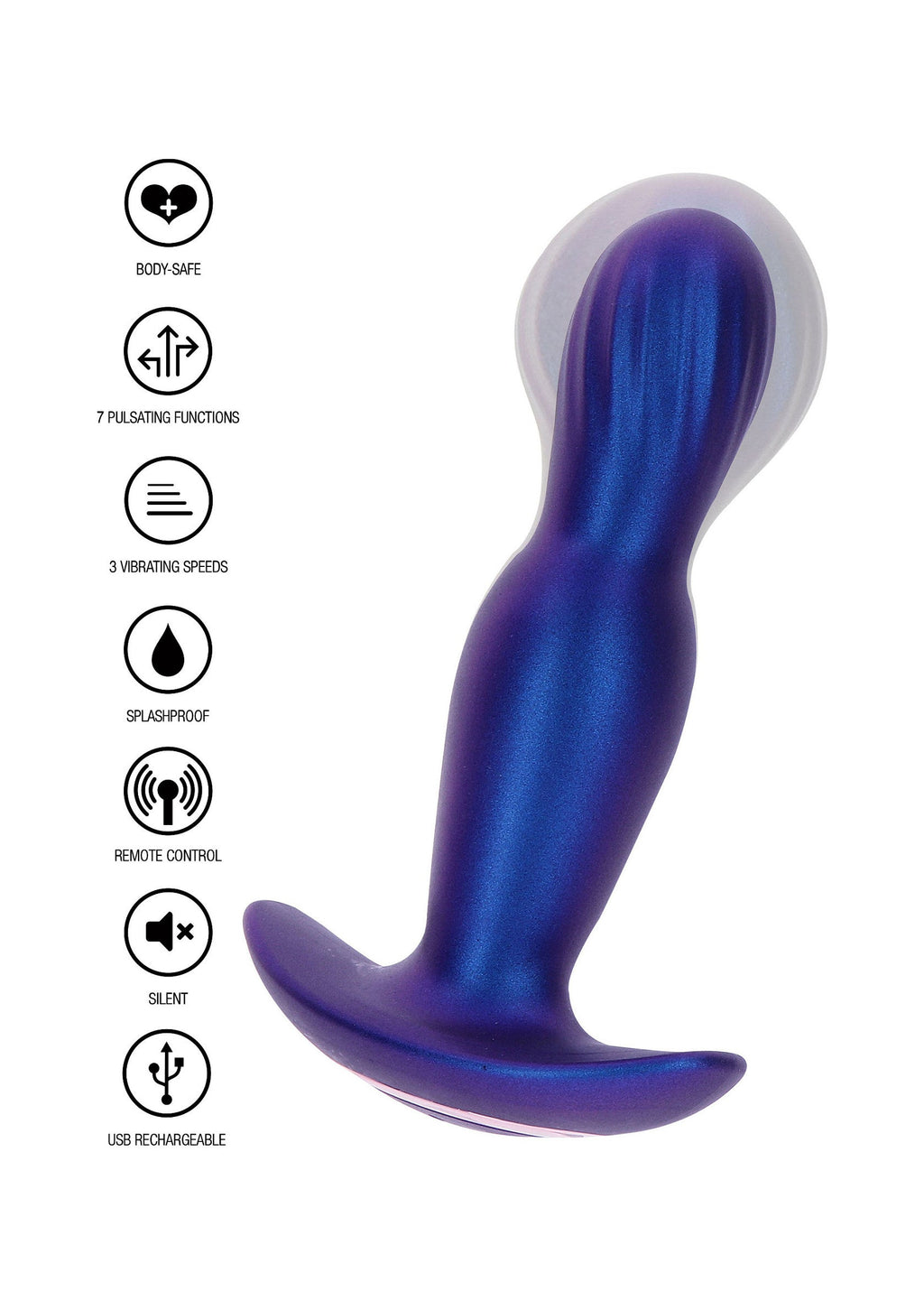 Stout: tappo anale vibrante gonfiabile blu