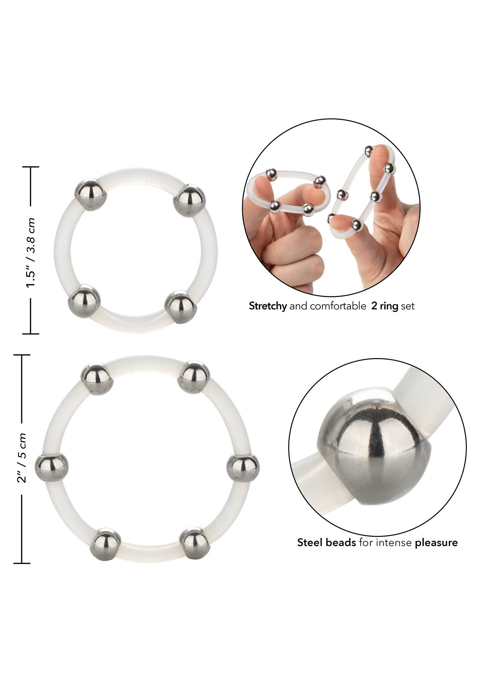 Transparent Steel Beaded Silicone Ring Set