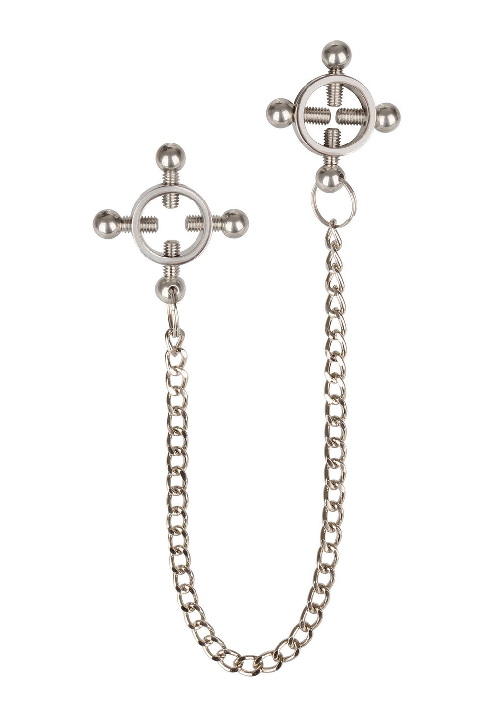 Silver nipple 4-point press with chain