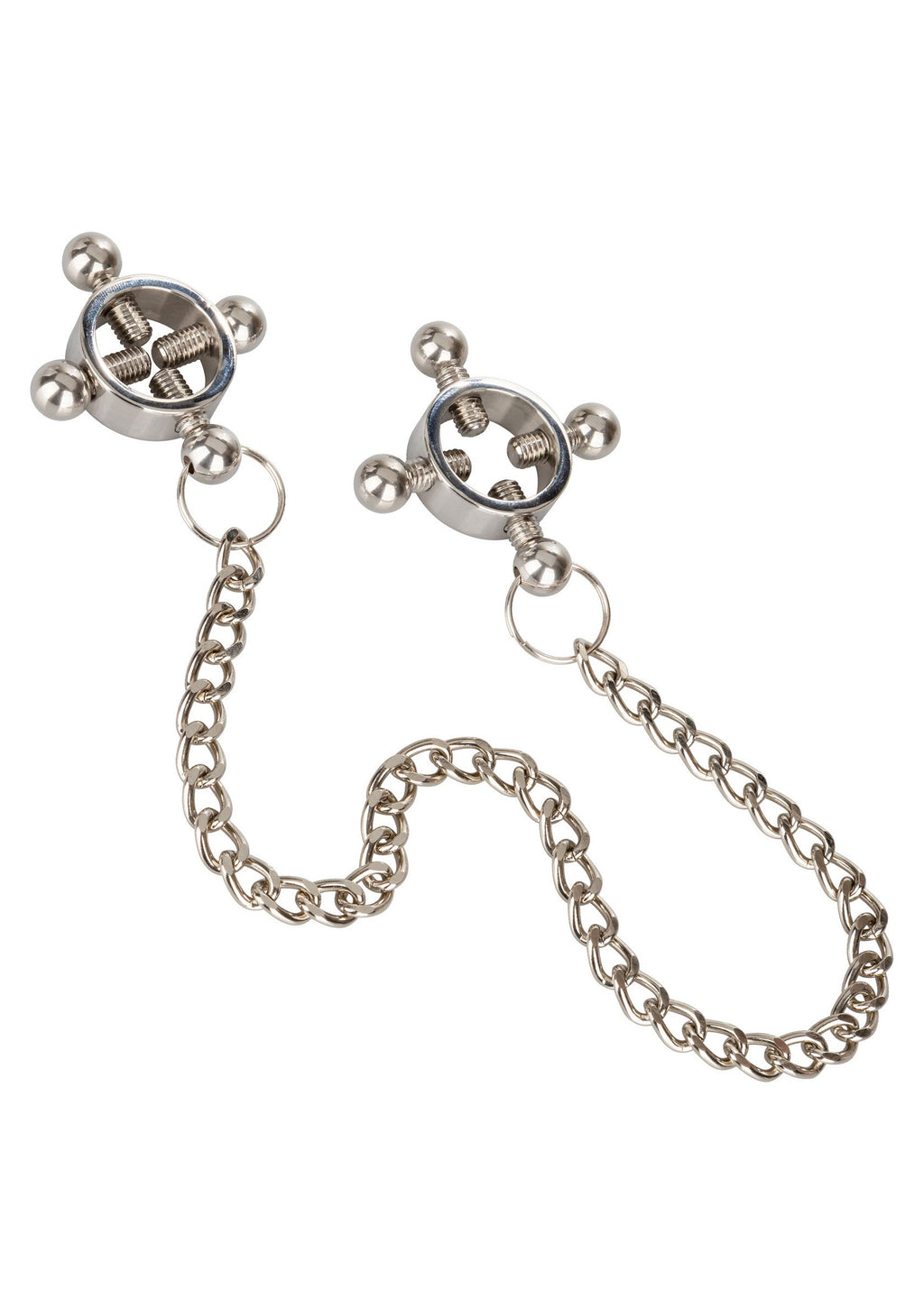 Silver nipple 4-point press with chain