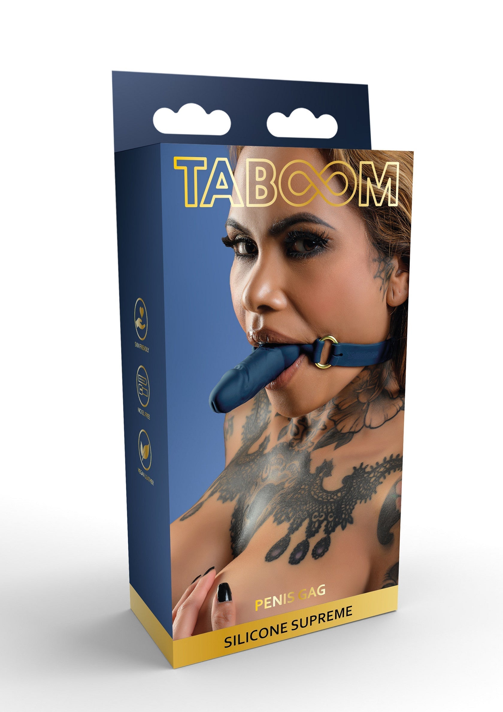 Bavaglio a sfera in silicone blu per pene