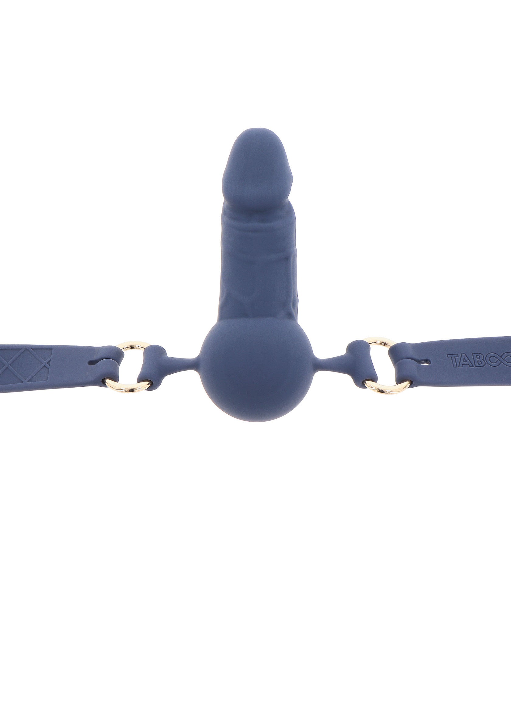 Bavaglio a sfera in silicone blu per pene
