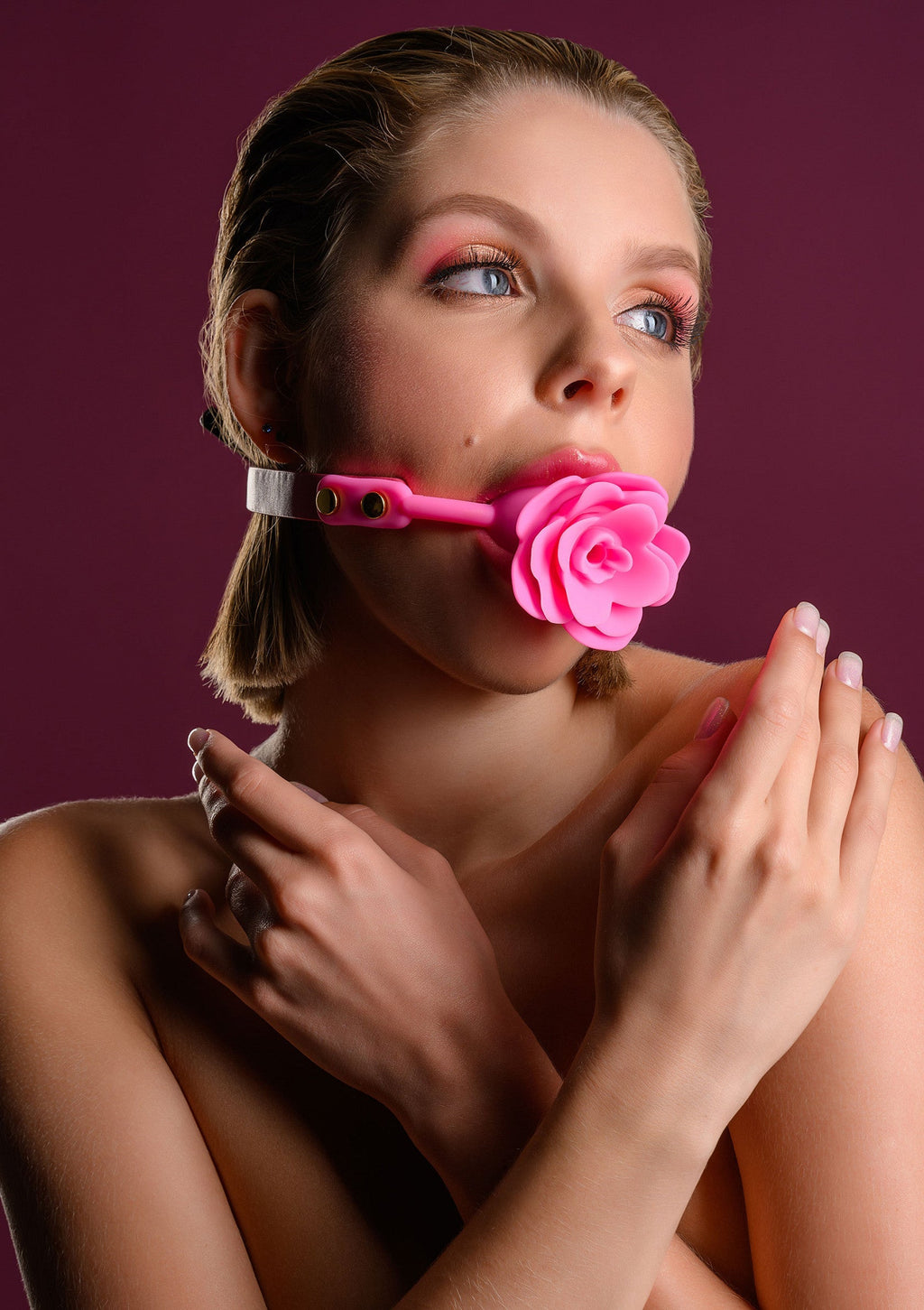 Pink rose ball gag
