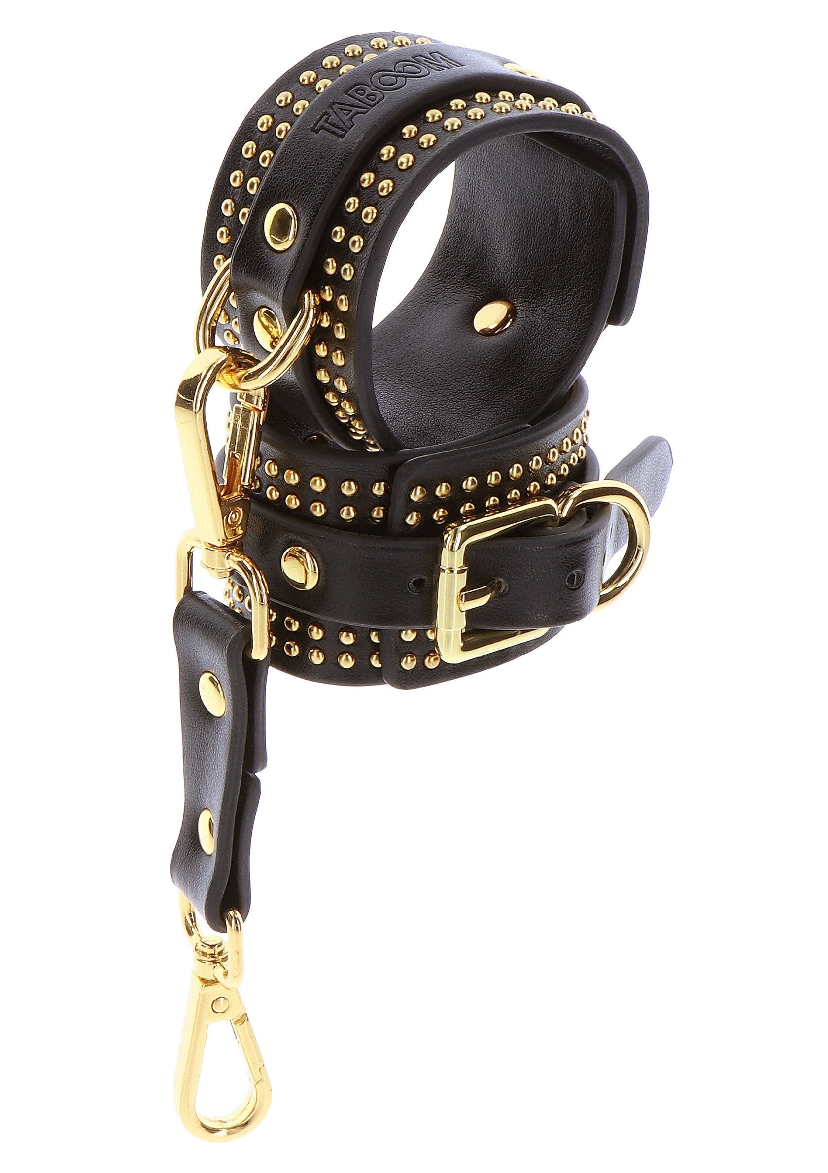Black studded ankle cuffs set