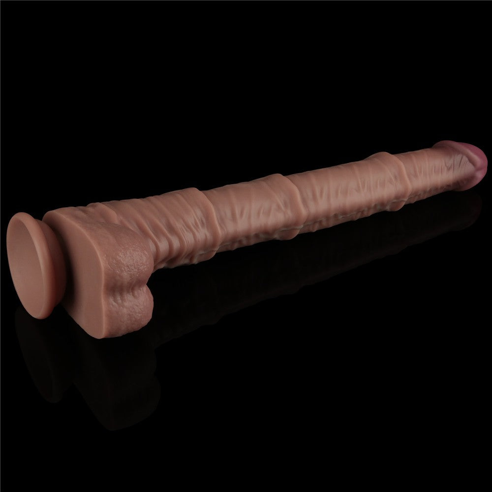 Dildo pieghevole a doppio strato in silicone da 16" XXL (color carne)