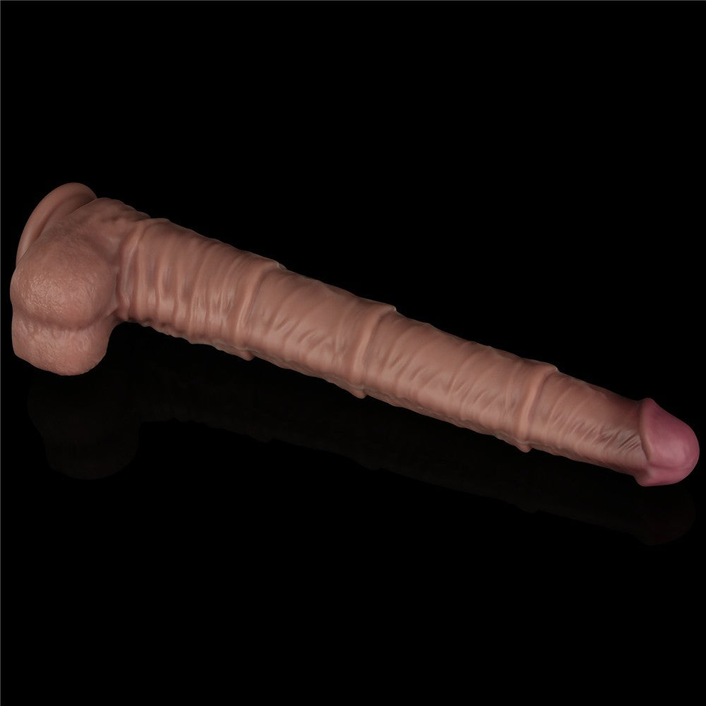 Dildo pieghevole a doppio strato in silicone da 16" XXL (color carne)