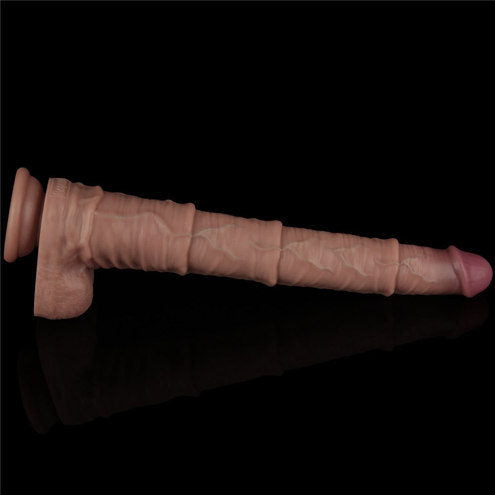 Dildo pieghevole a doppio strato in silicone da 16" XXL (color carne)