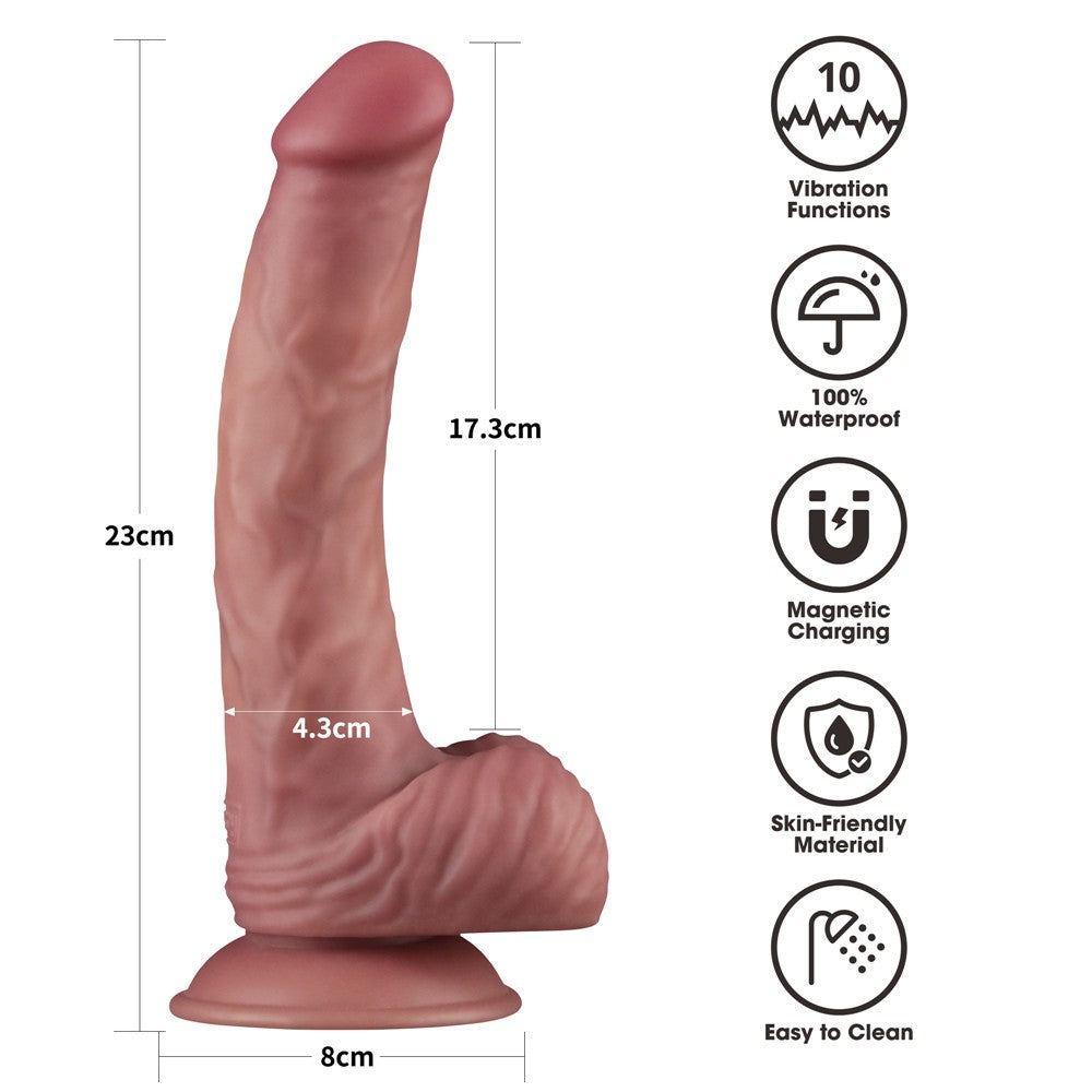 Pene vibrante a doppia densità da 9 pollici