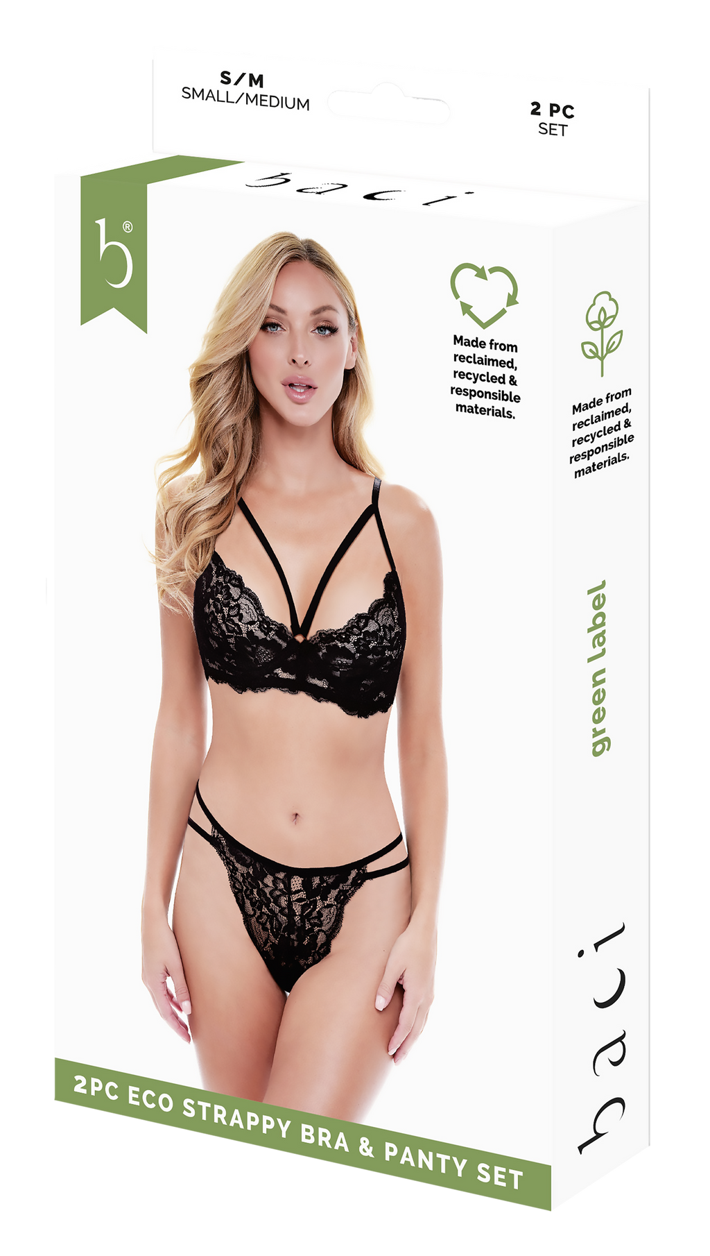 BACI Black Two-Piece Bra and Briefs Set with Thin Straps