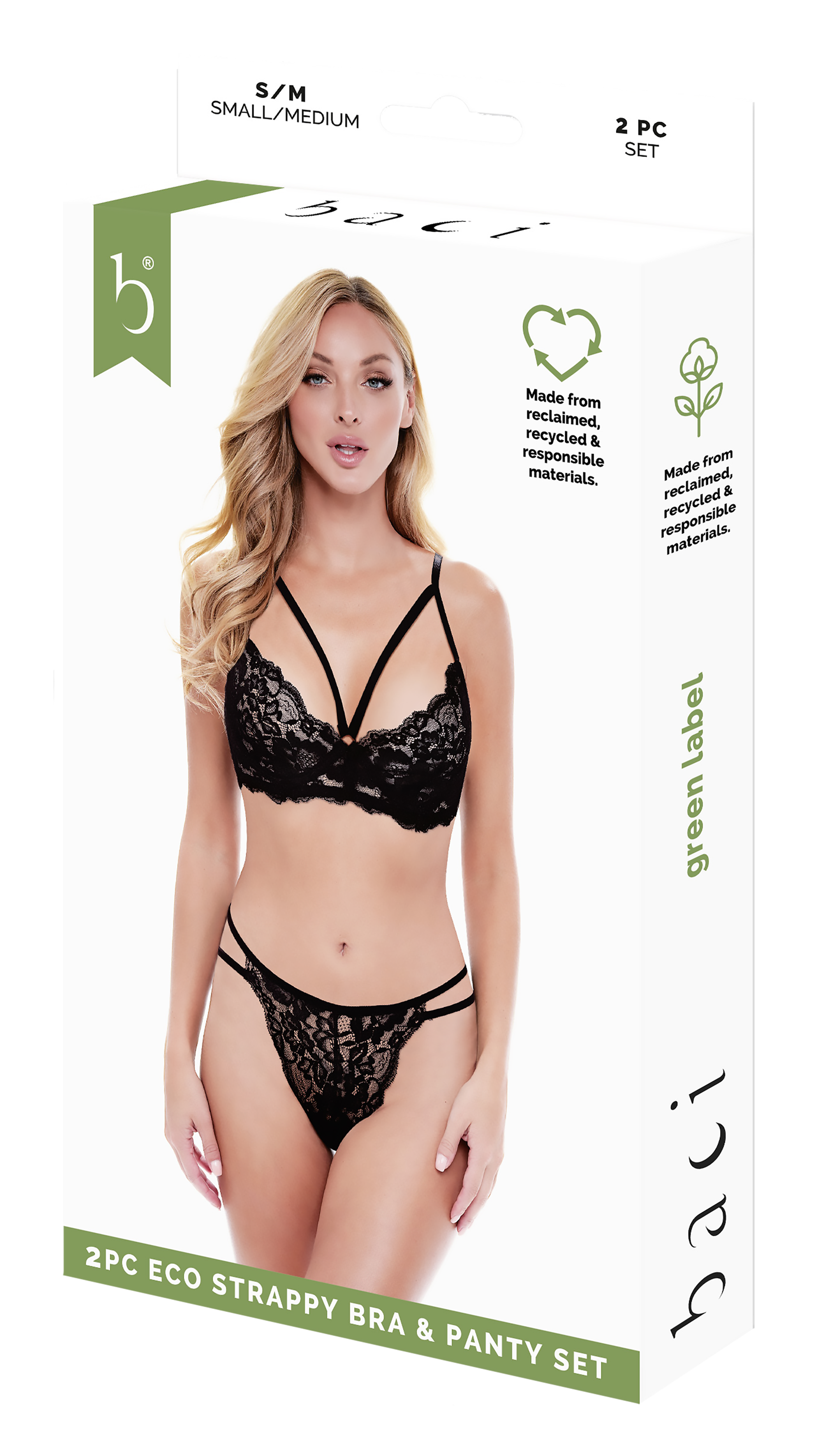 BACI Black Two-Piece Bra and Briefs Set with Thin Straps